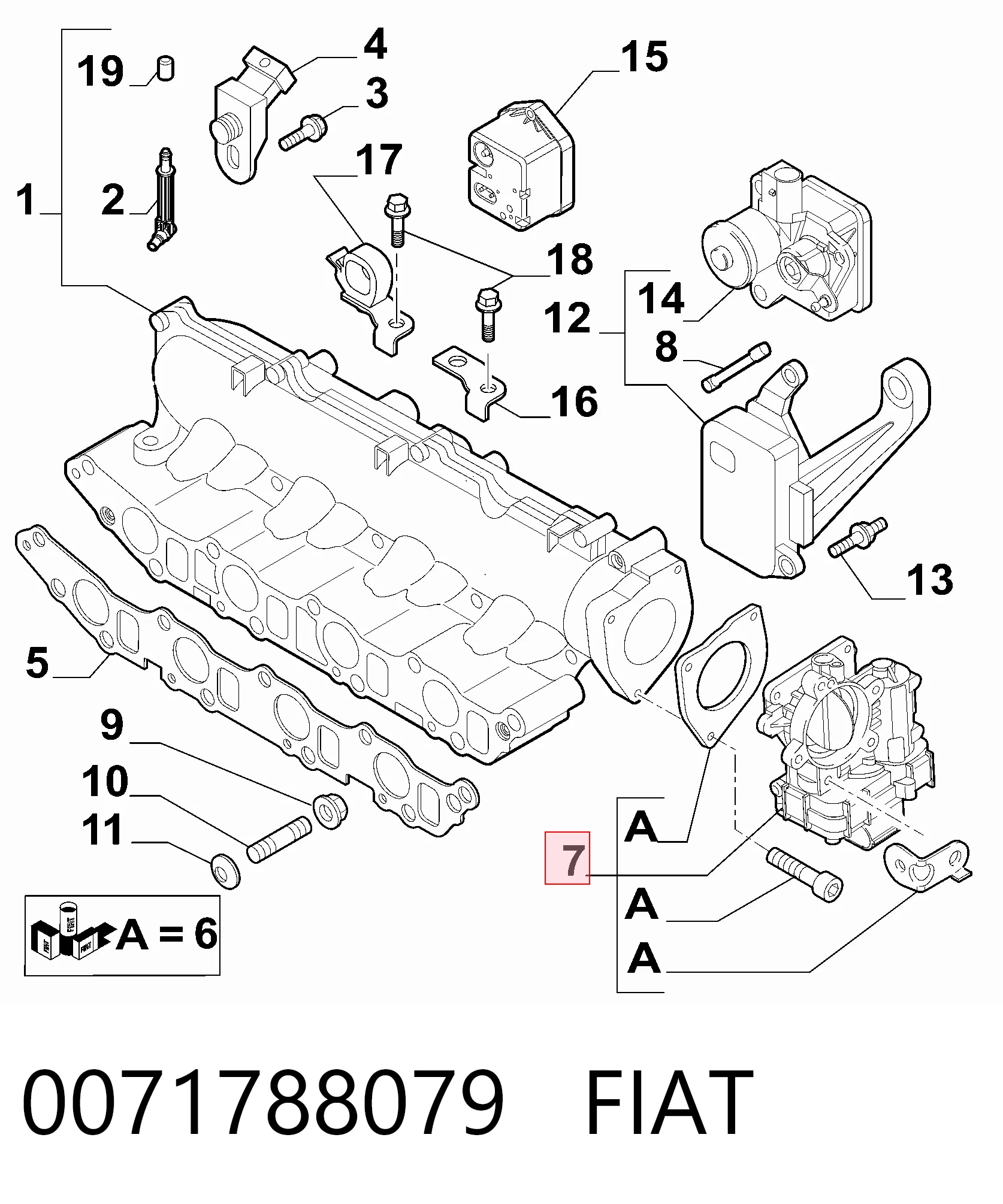 Cuerpo de aceleración completo 0071788079 FIAT