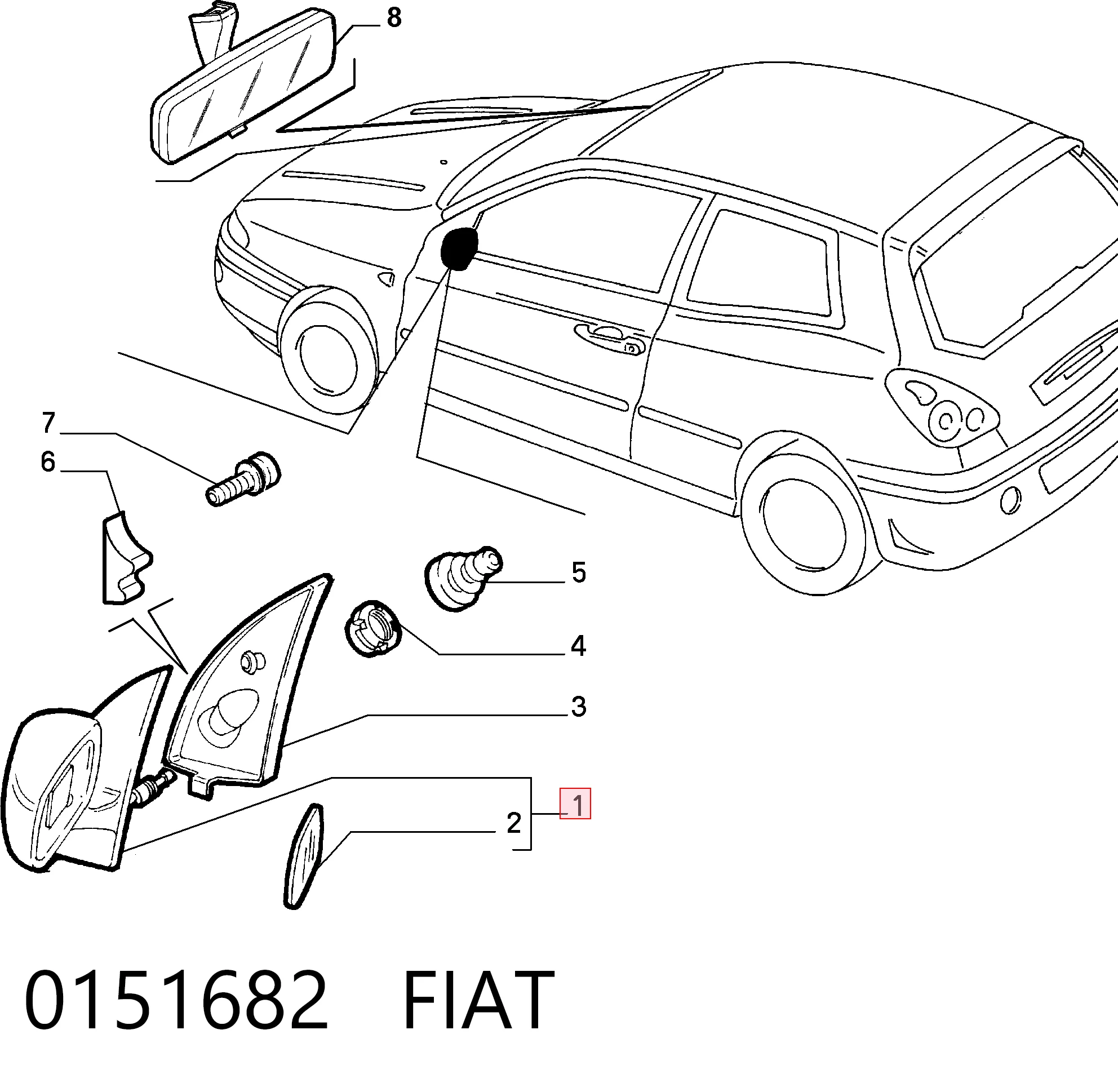 Espejo retrovisor izquierdo para Fiat Bravo I 182