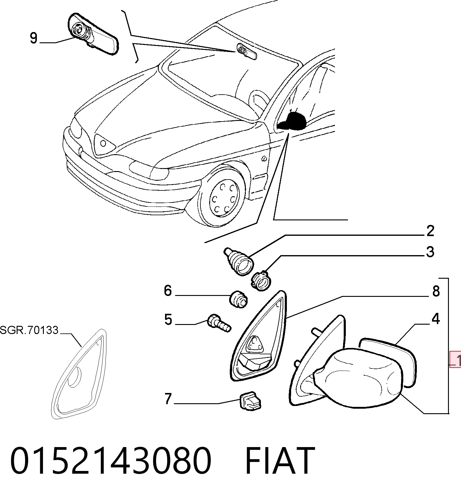 Espejo retrovisor izquierdo para Alfa Romeo 146  930
