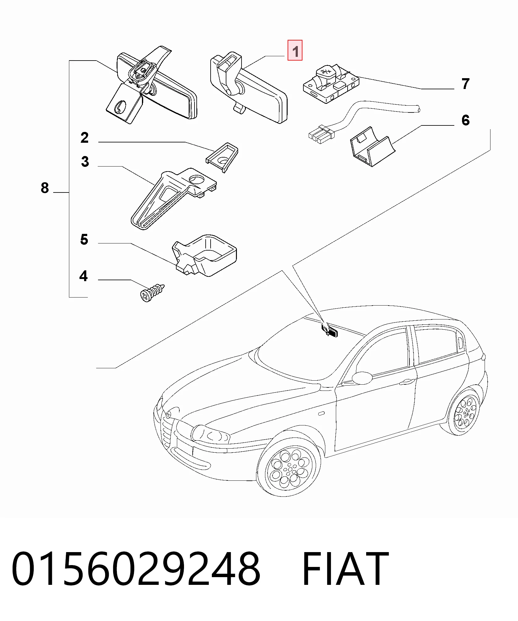 Espejo retrovisor interior para Alfa Romeo 147  937