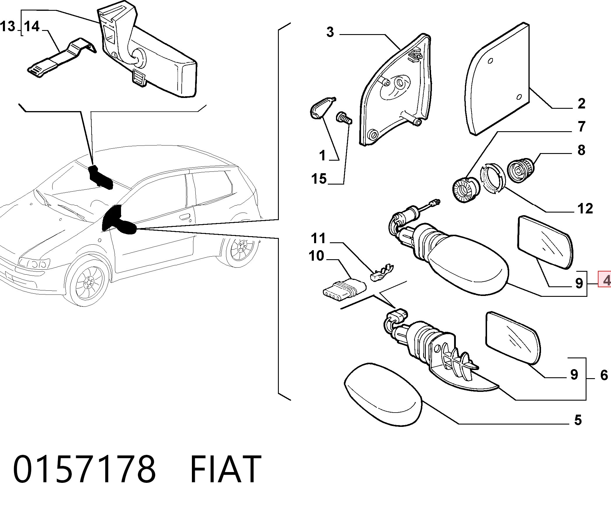  Espejo de retrovisor izquierdo Fiat Punto 2