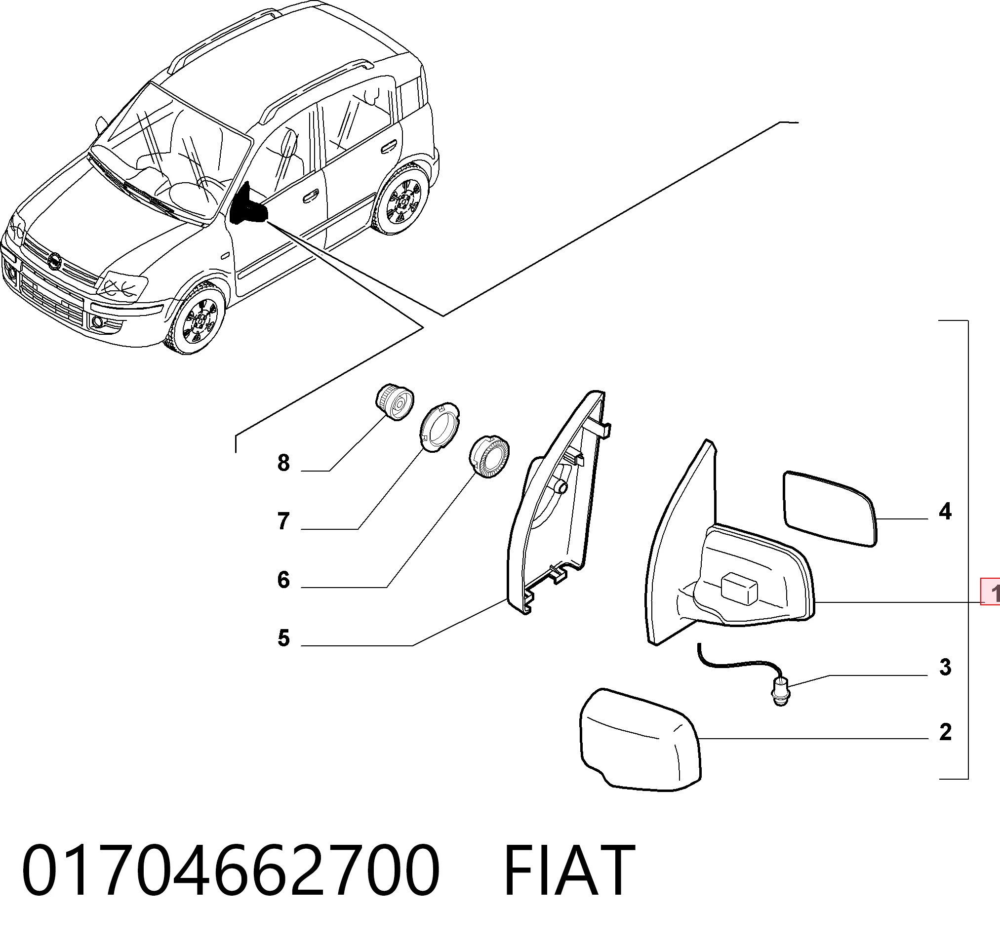 Espejo izquierdo Fiat Panda II hatchback (169A) (2003 - 2013) precio, desde 20,86 EUR