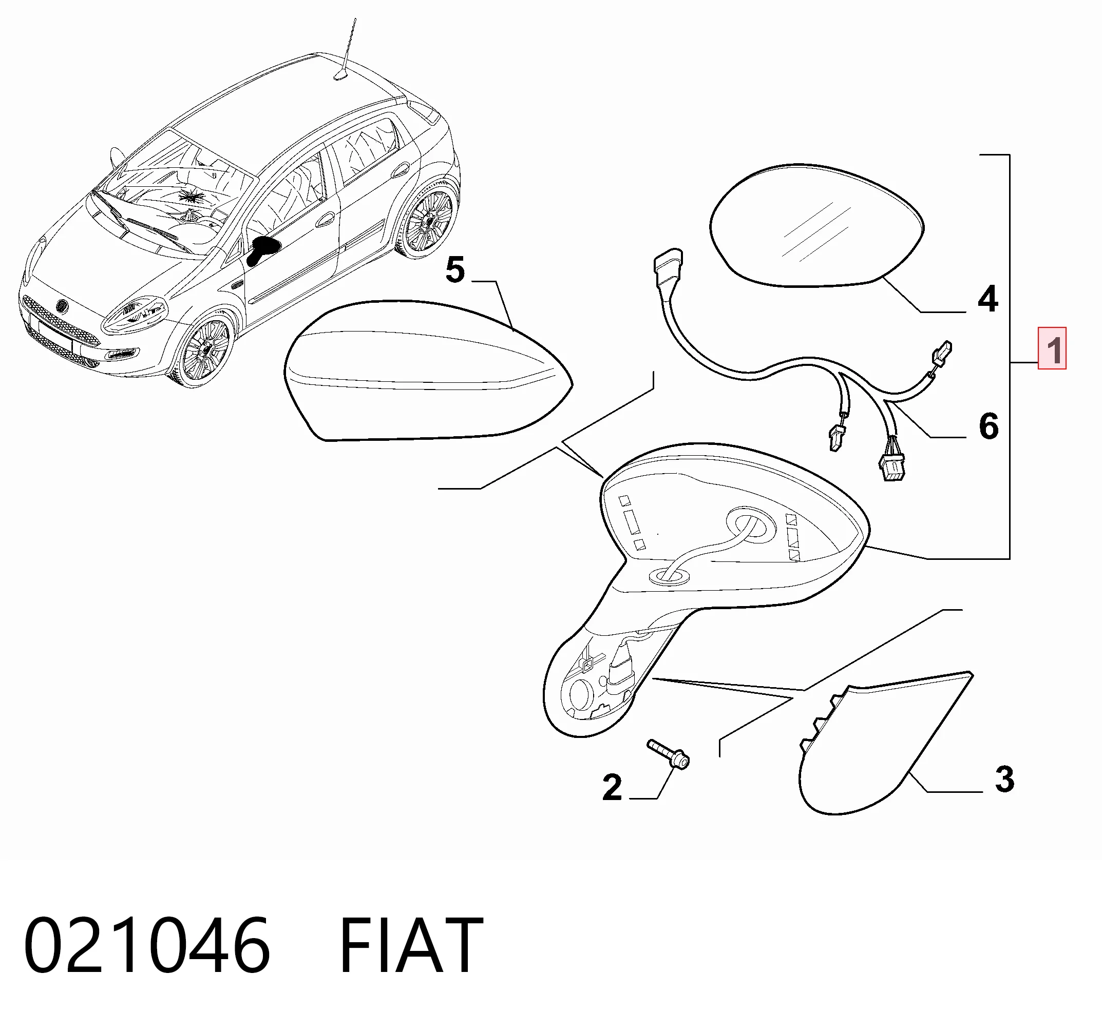  Espejo de retrovisor izquierdo Fiat Punto 