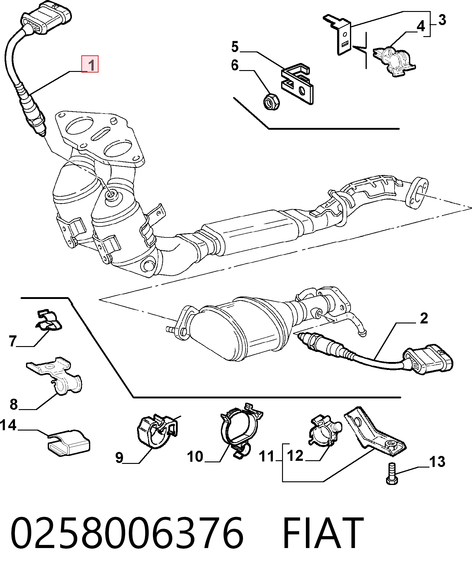 0258006376 Fiat/Alfa/Lancia Sonda lambda (NOx, O2)