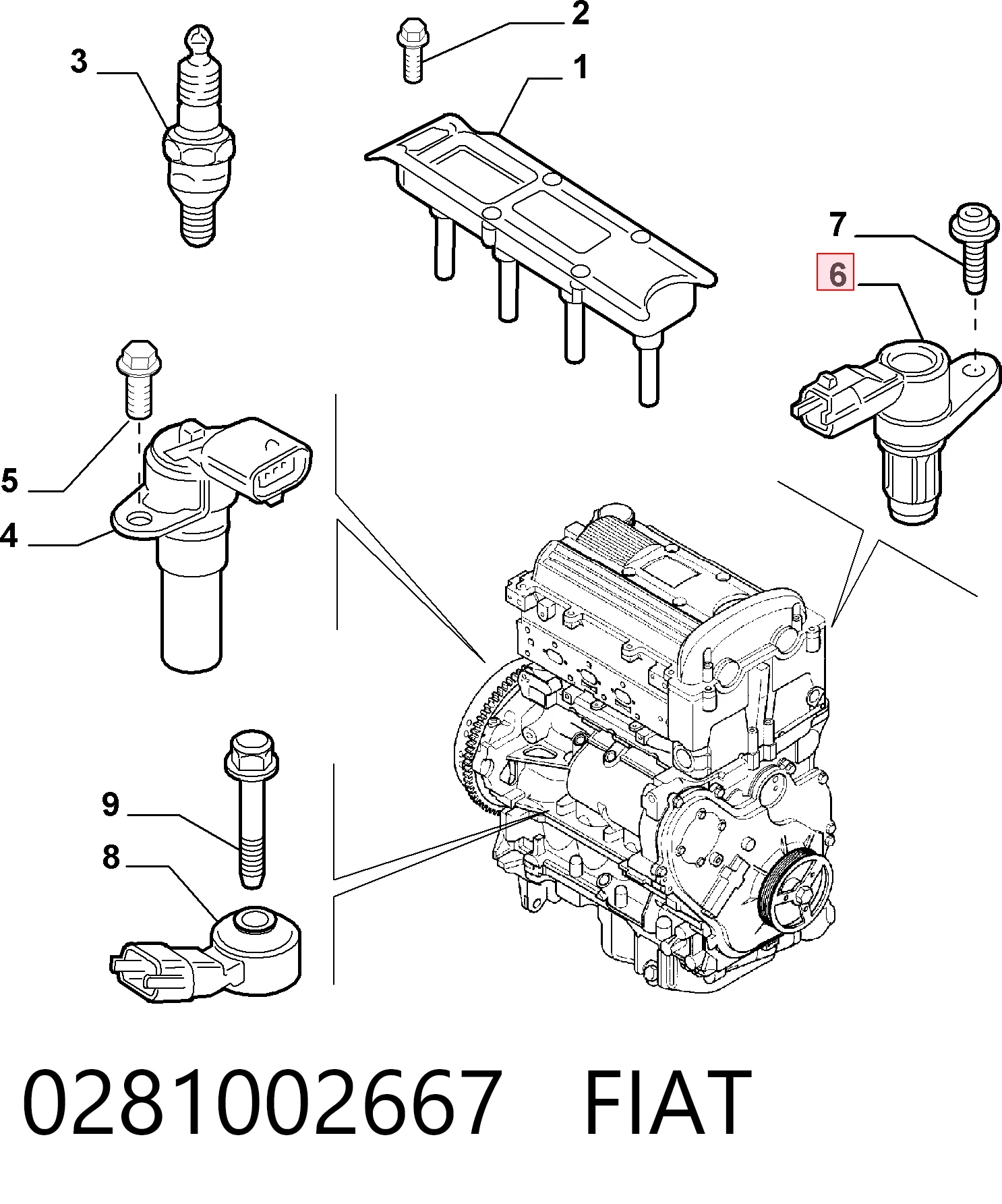 0281002667 Fiat/Alfa/Lancia Sensor posición arbol de levas