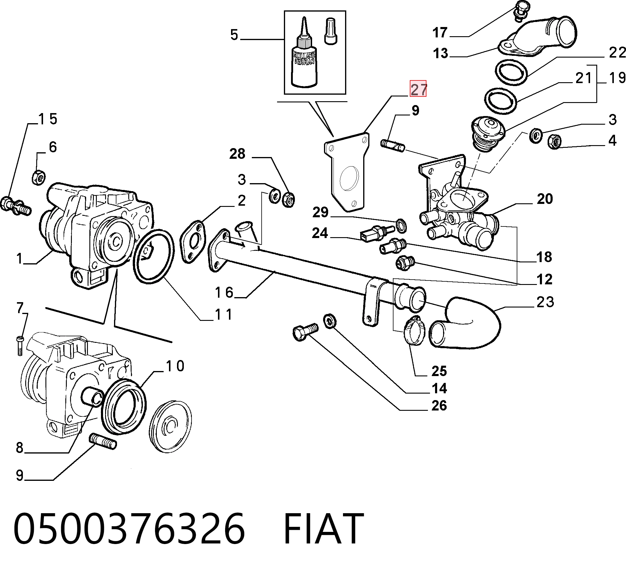 Junta de termostato 0500376326 FIAT