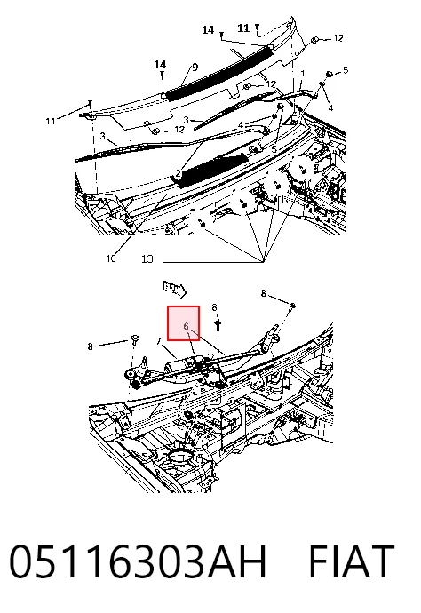 Trapezio del limpiaparabrisas Dodge Journey 