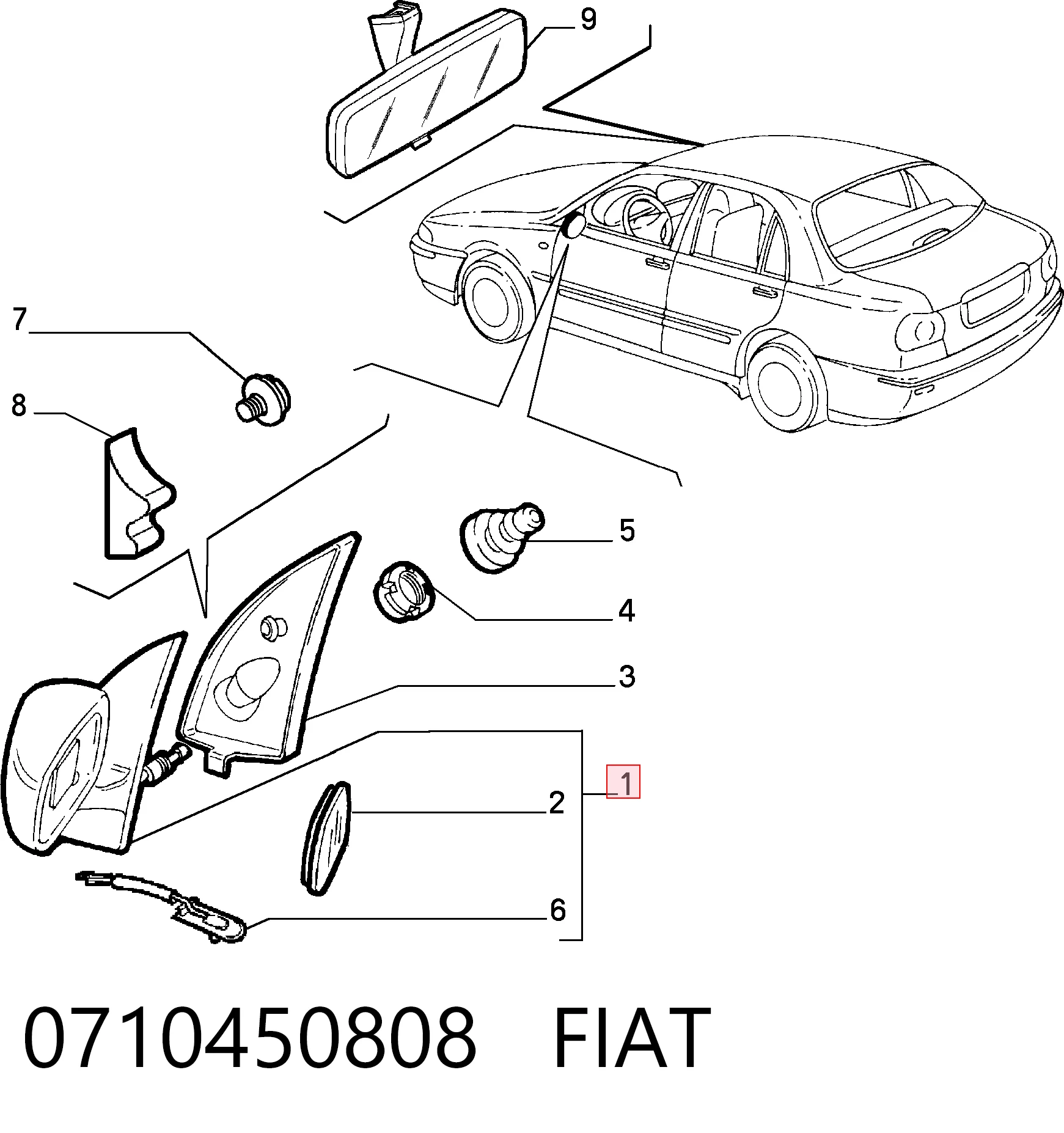 Espejo retrovisor izquierdo Fiat Brava  (1995-2001)