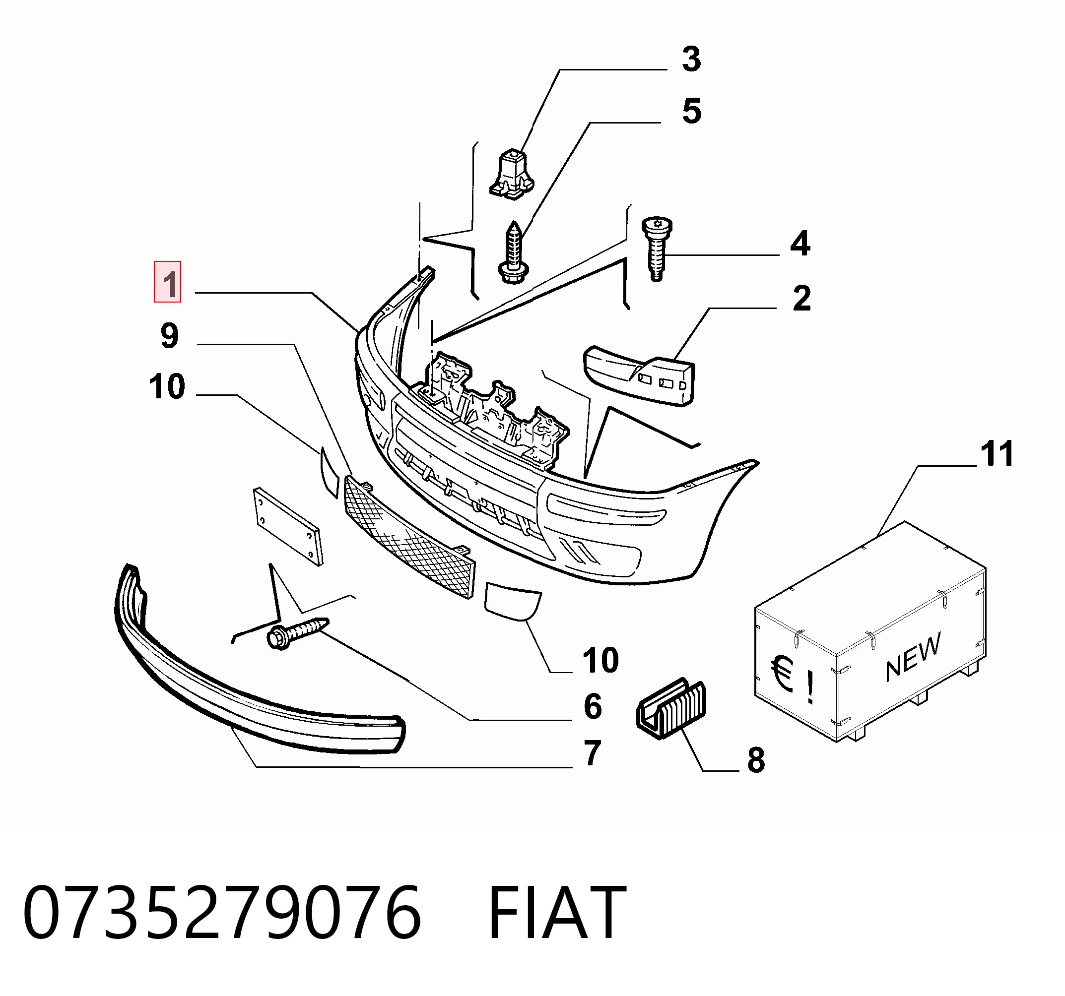 Paragolpes delantero para Fiat Punto II 188