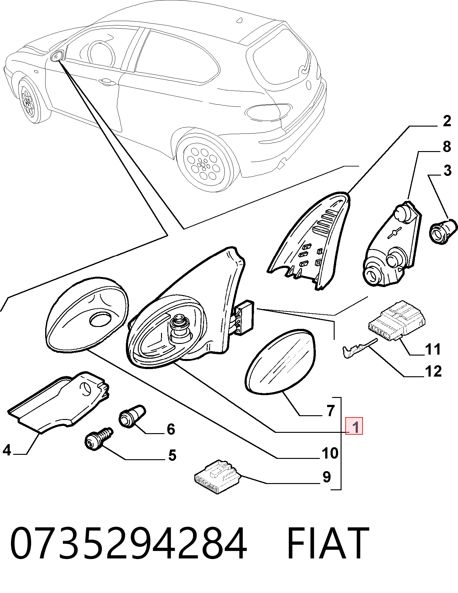 Espejo izquierdo Alfa Romeo 147 hatchback (937) (2001 - 2010) precio, desde 46,46 EUR