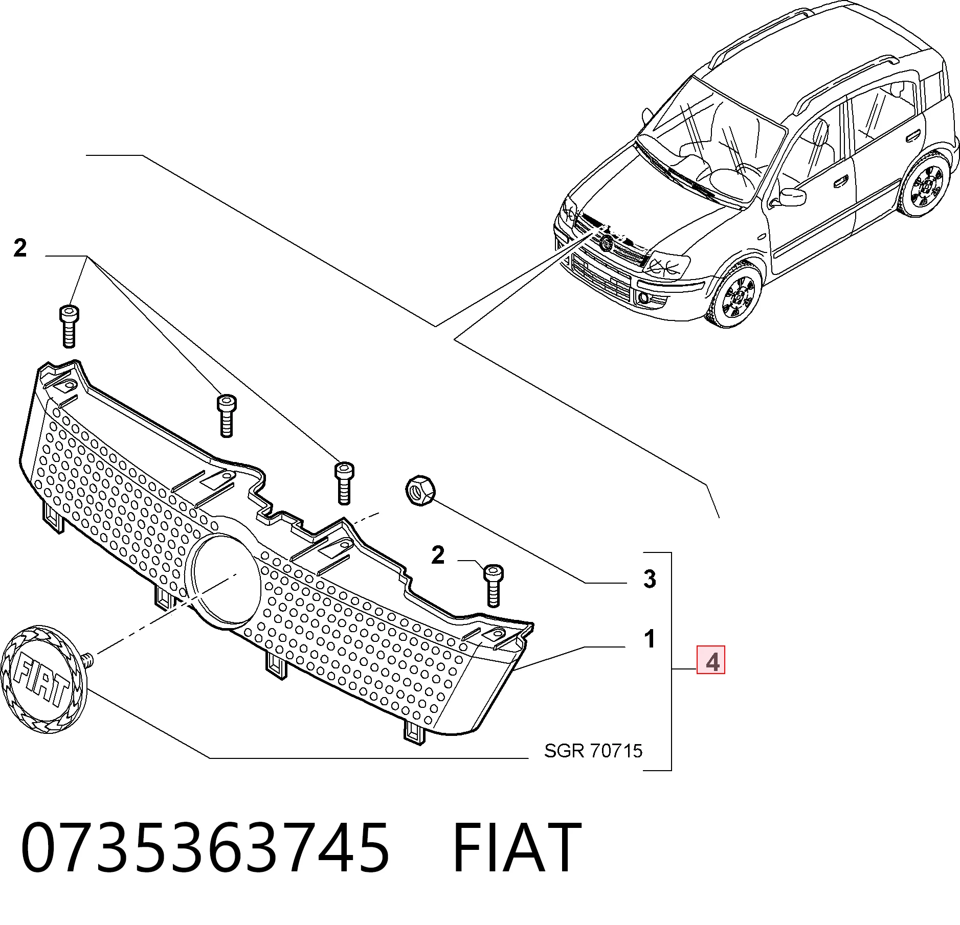 Comprar Parrilla del radiador Fiat Panda II 169A a bajo precio