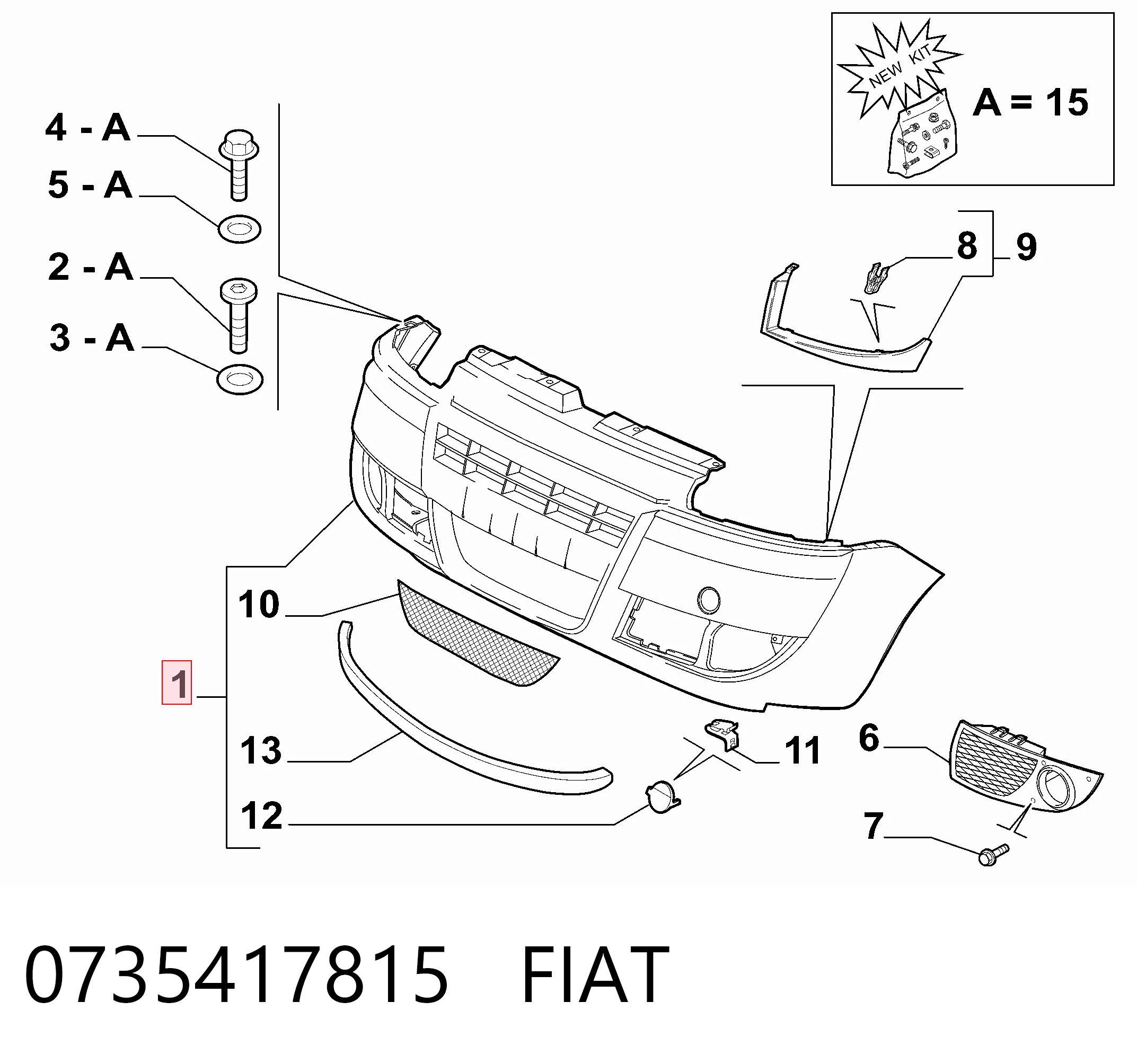 Parachoques delantero Fiat Doblo I monovolumen (119) (2001 - 2010) precio, desde 198,92 EUR