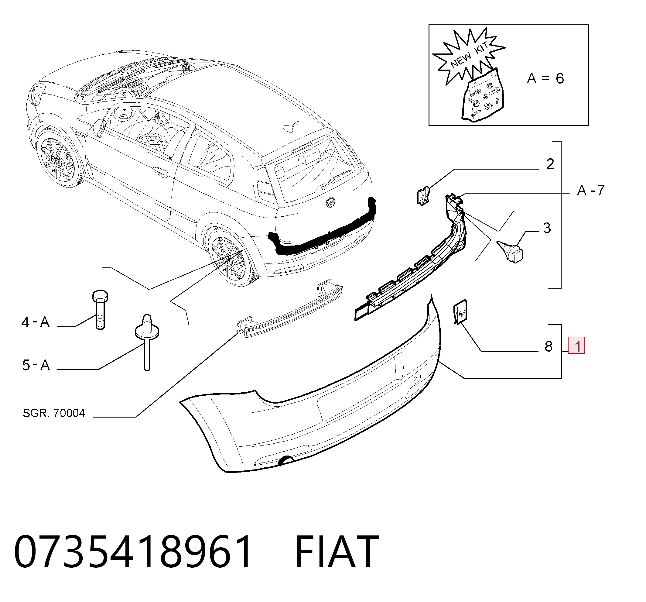 Defensa trasero para Fiat Punto GRAND 199