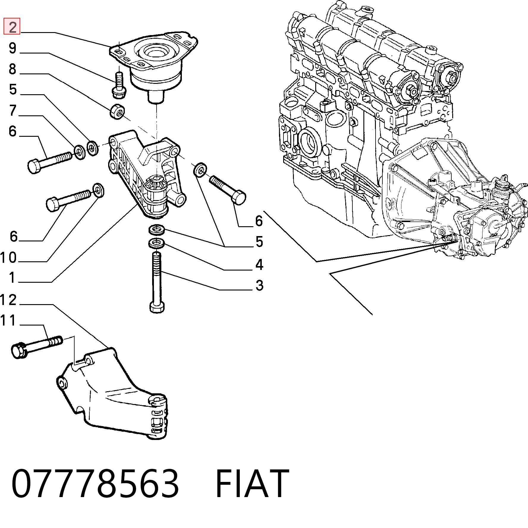 Taco de caja de cambios para Fiat Bravo 182
