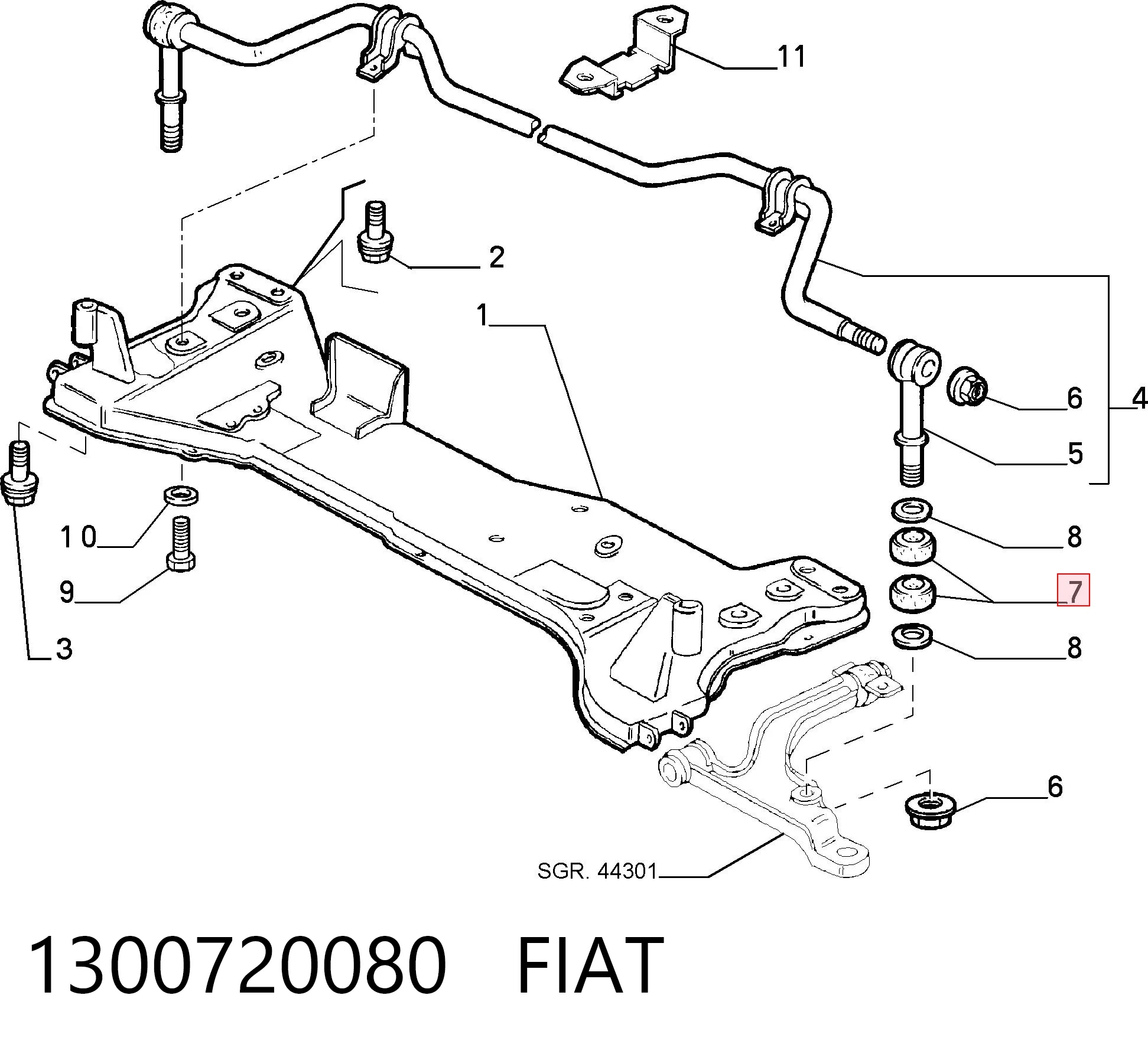 1300720080 Fiat/Alfa/Lancia Casquillo de bieleta estabilizadora delantera
