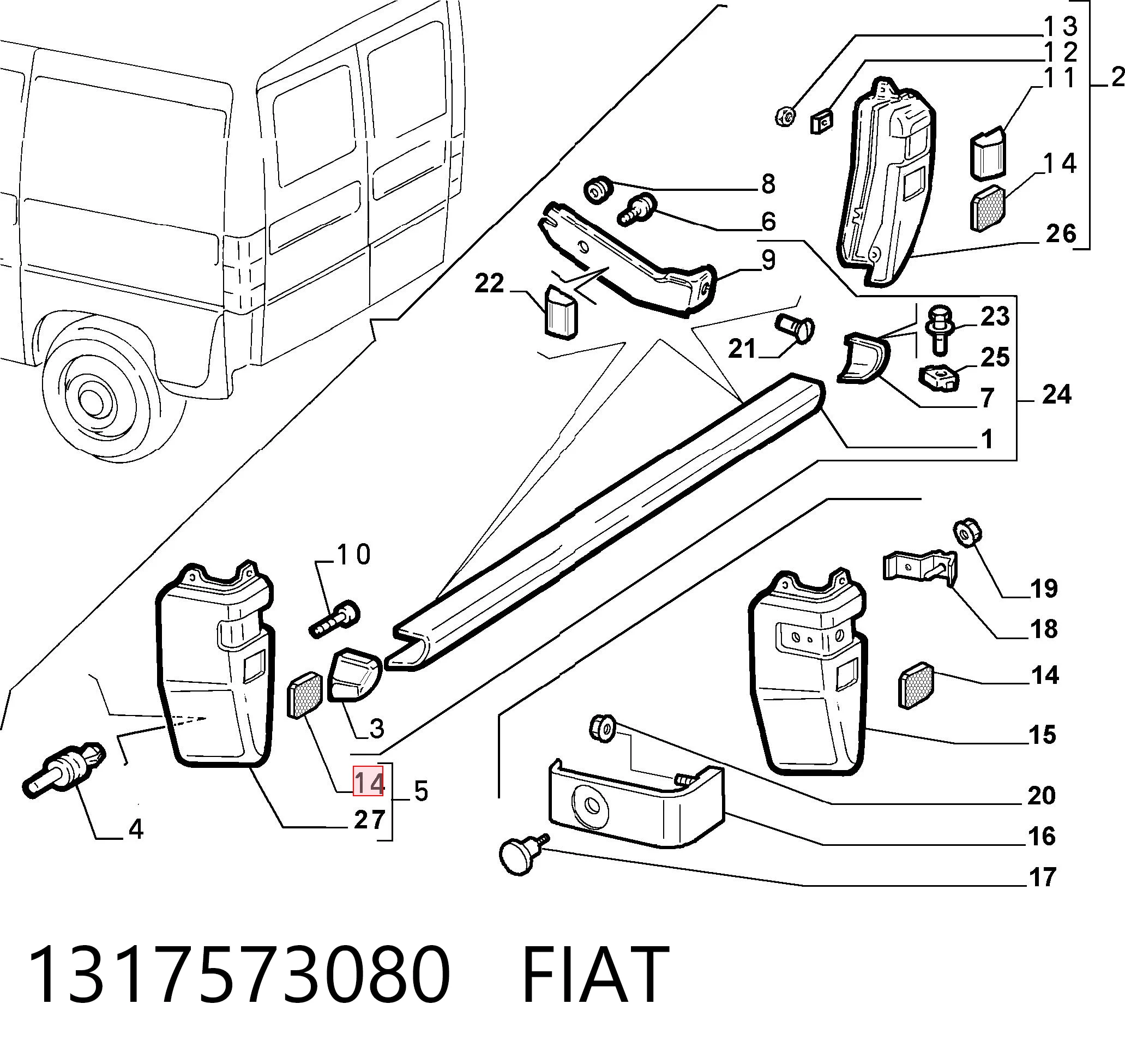 LLI860 Magneti Marelli Reflector de parachoques trasero