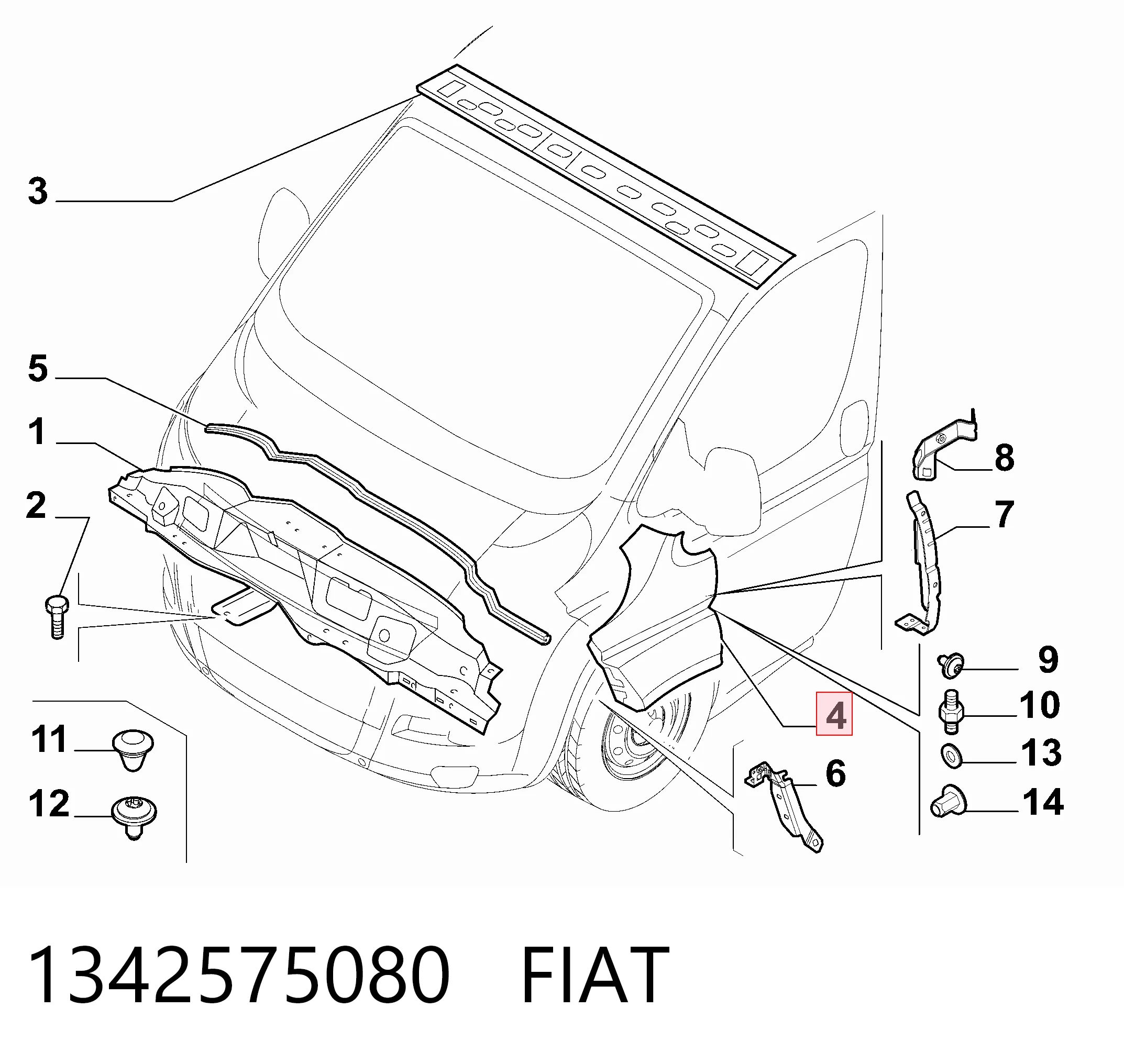 Aleta delantera izquierda para Fiat Ducato 250