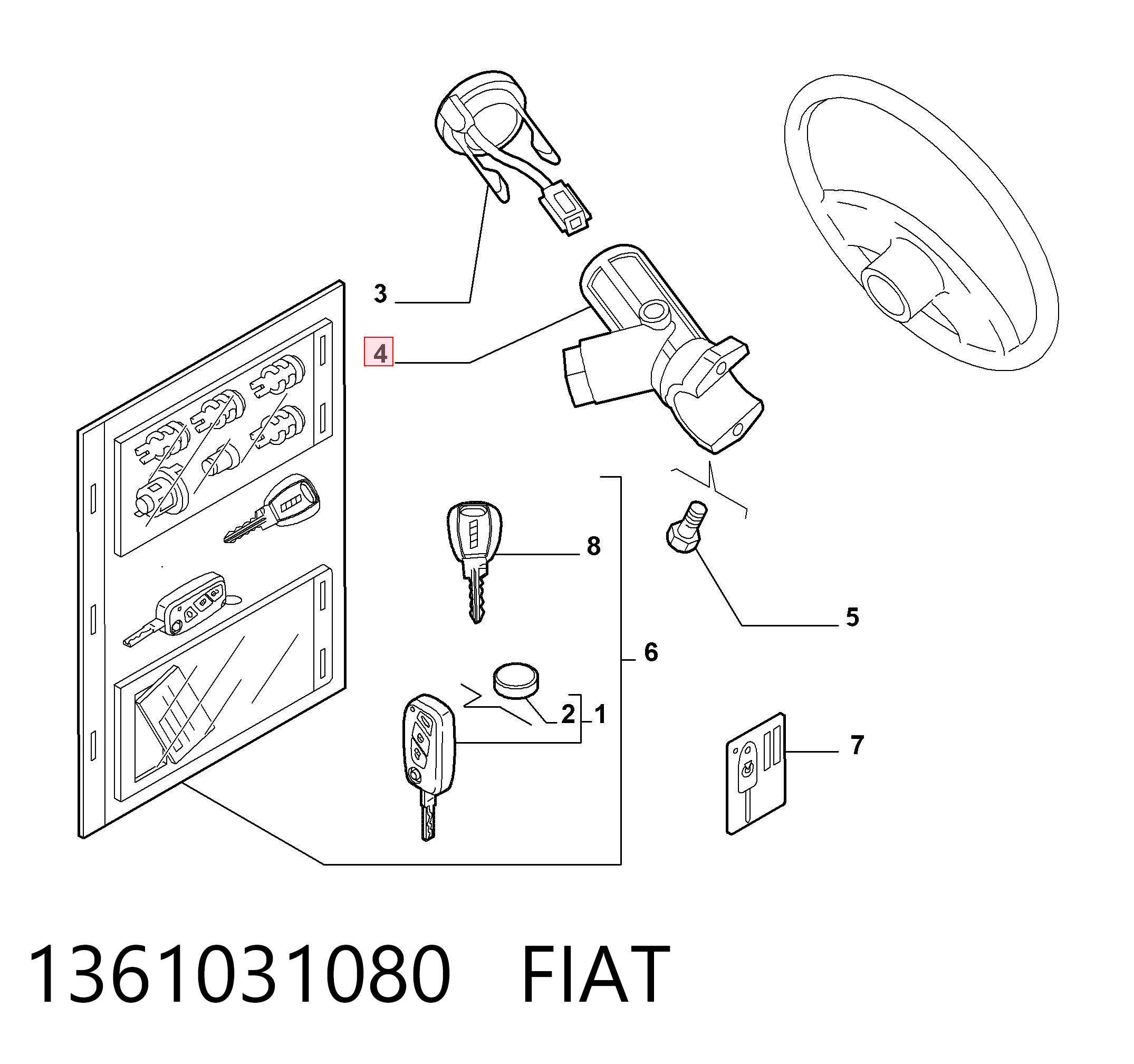 1361031080 Fiat/Alfa/Lancia Interruptor de encendido