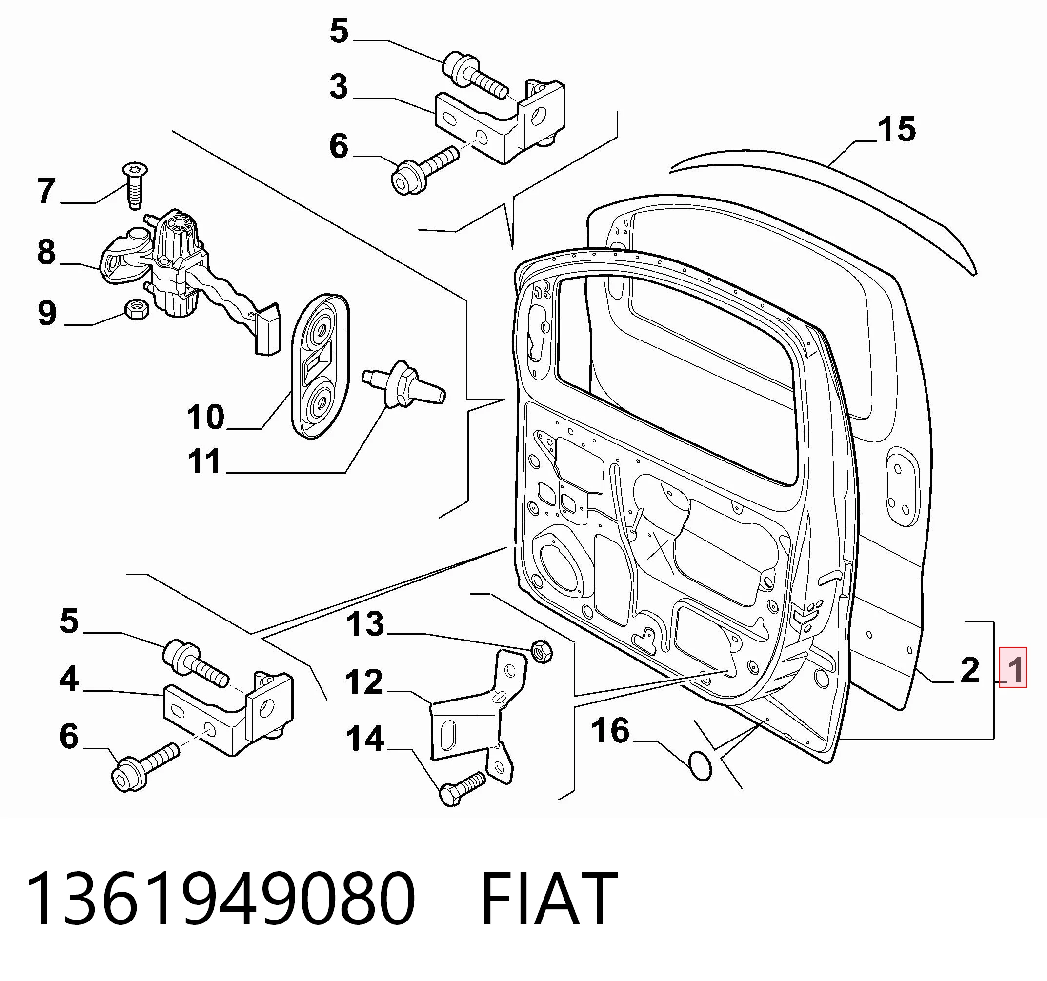 Puerta delantera para Fiat Fiorino  225