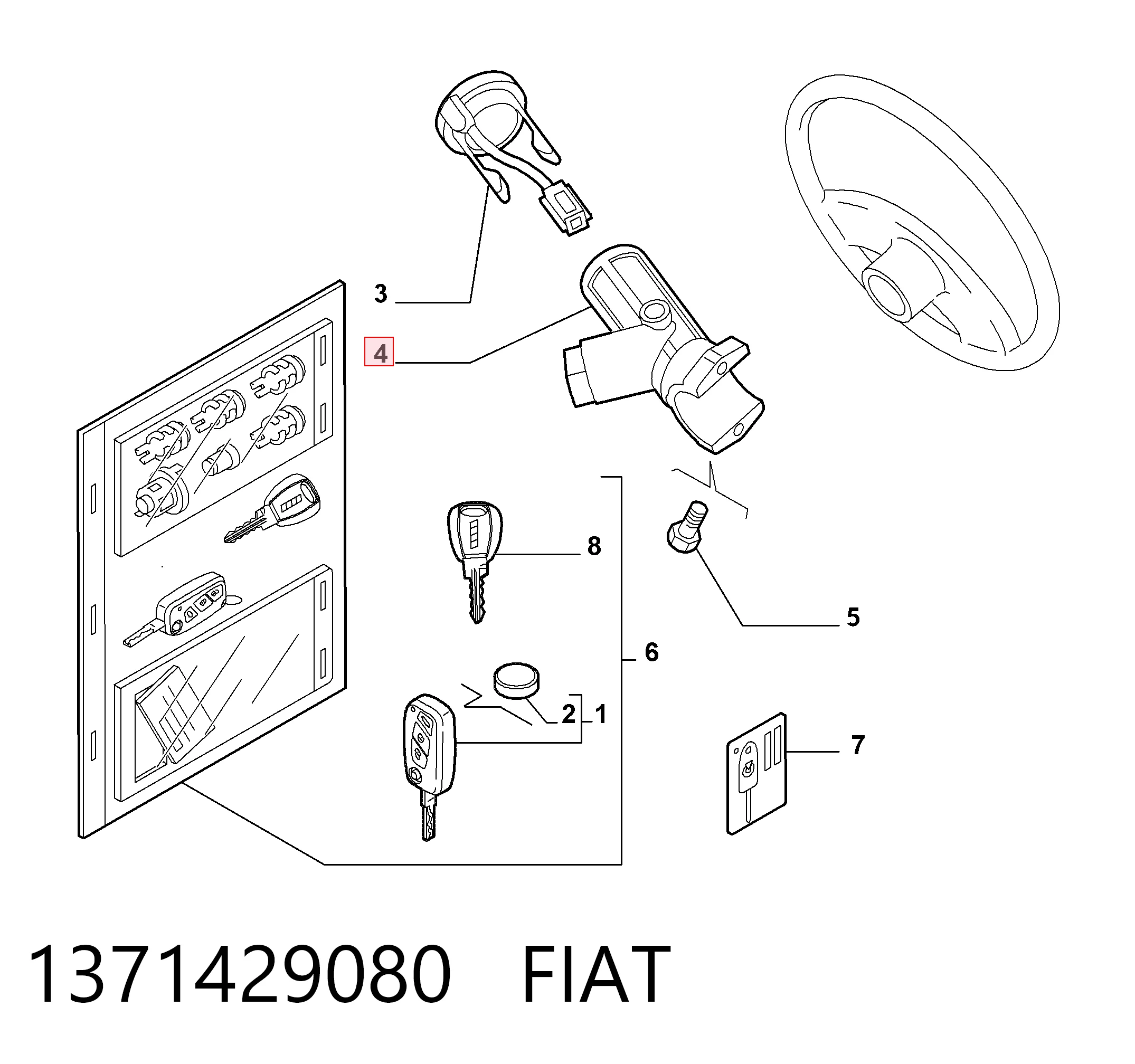 1371429080 Fiat/Alfa/Lancia Interruptor de encendido