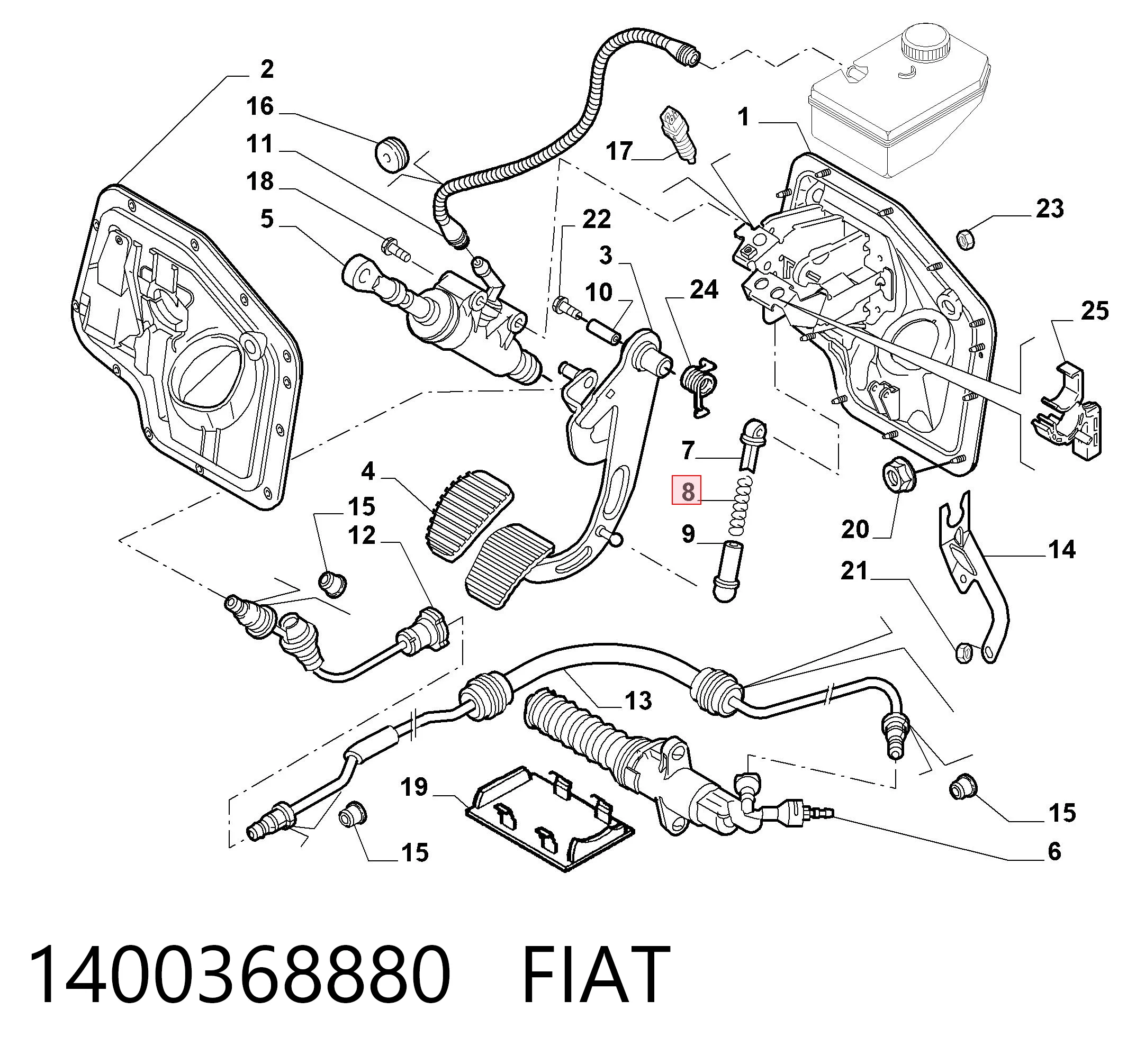 Resorte del pedal de embrague 1400368880 FIAT