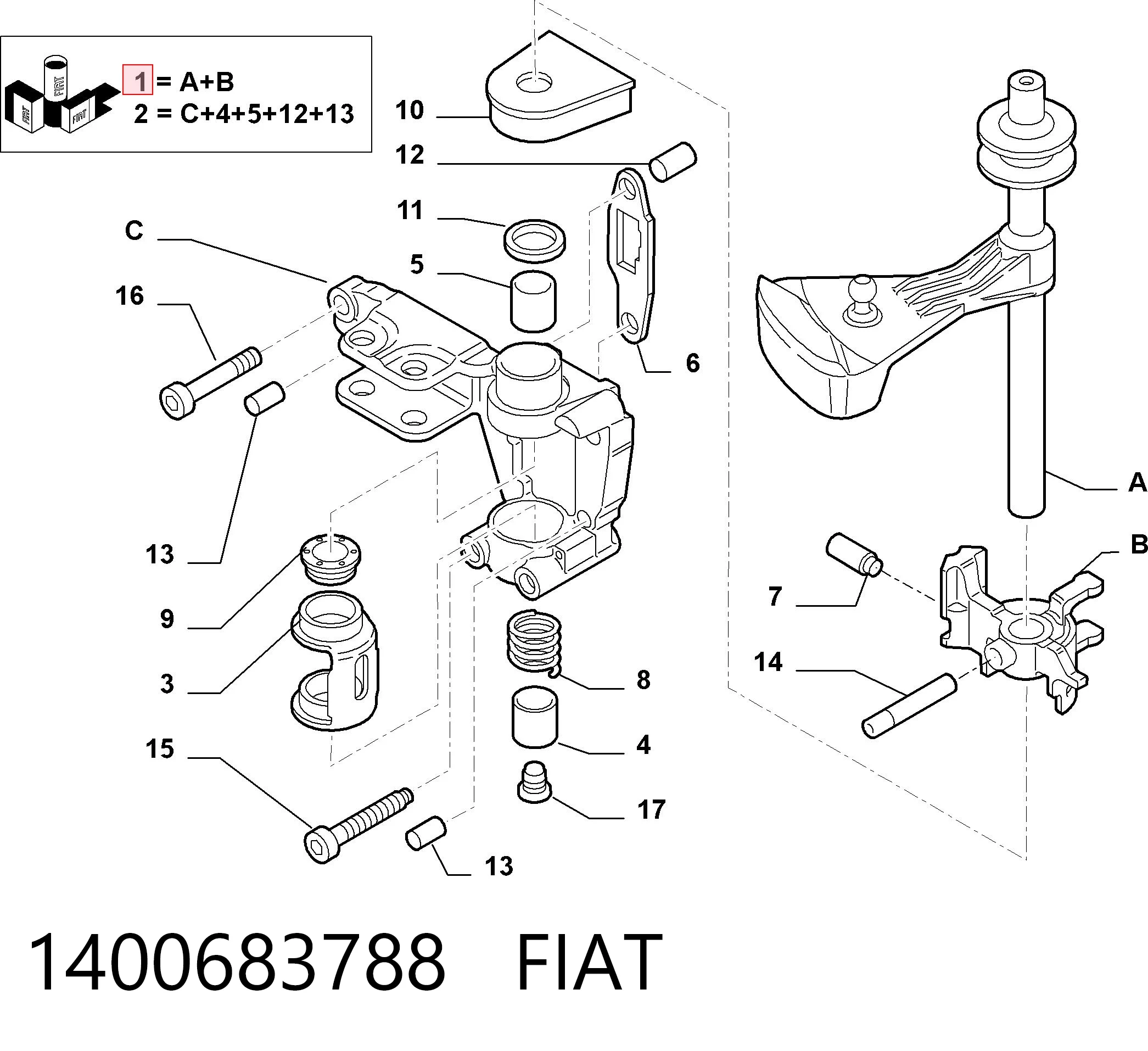 Mecanismo de selección de marchas 1400683788 FIAT