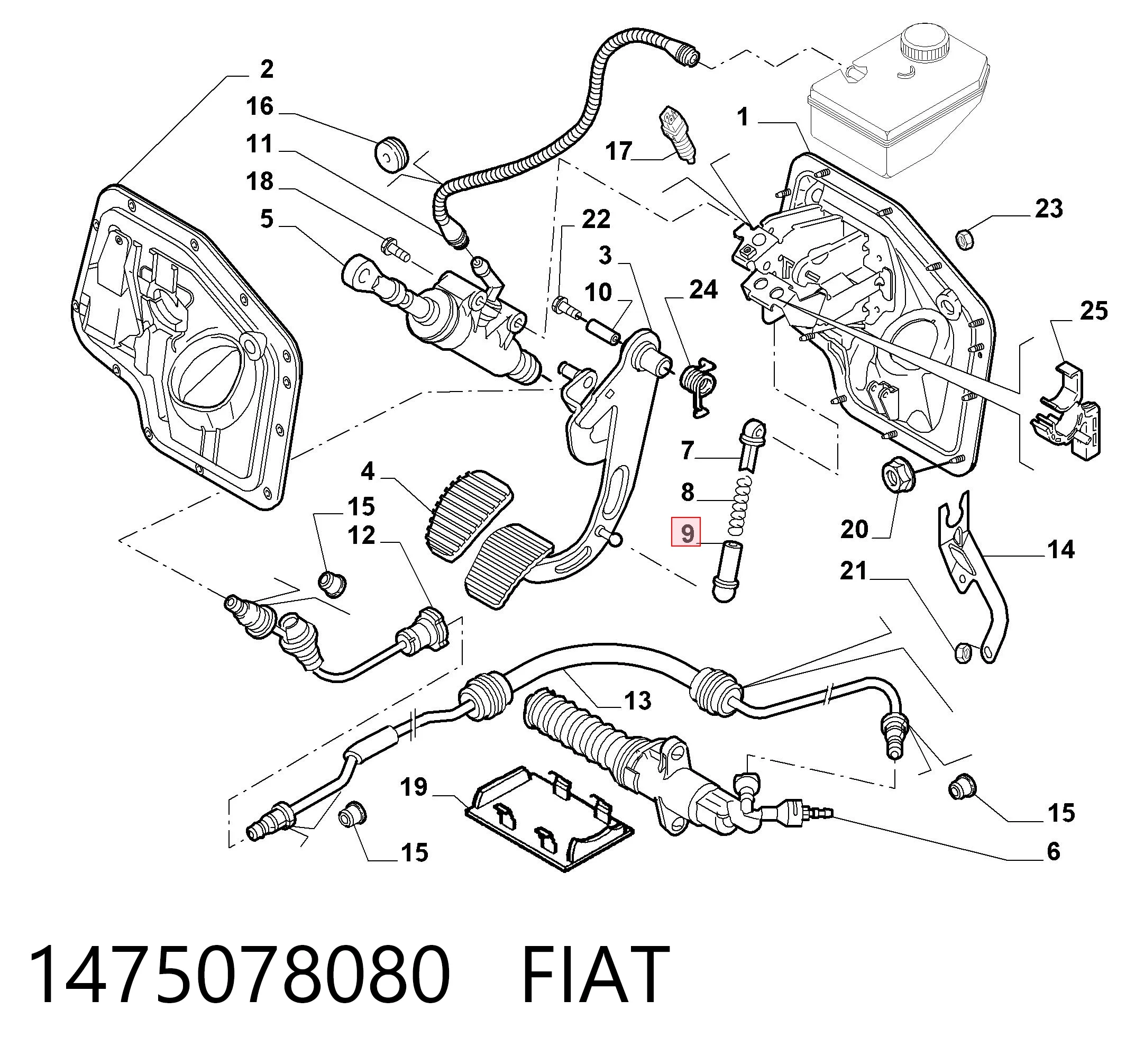 Resorte del pedal de embrague 1475078080 FIAT