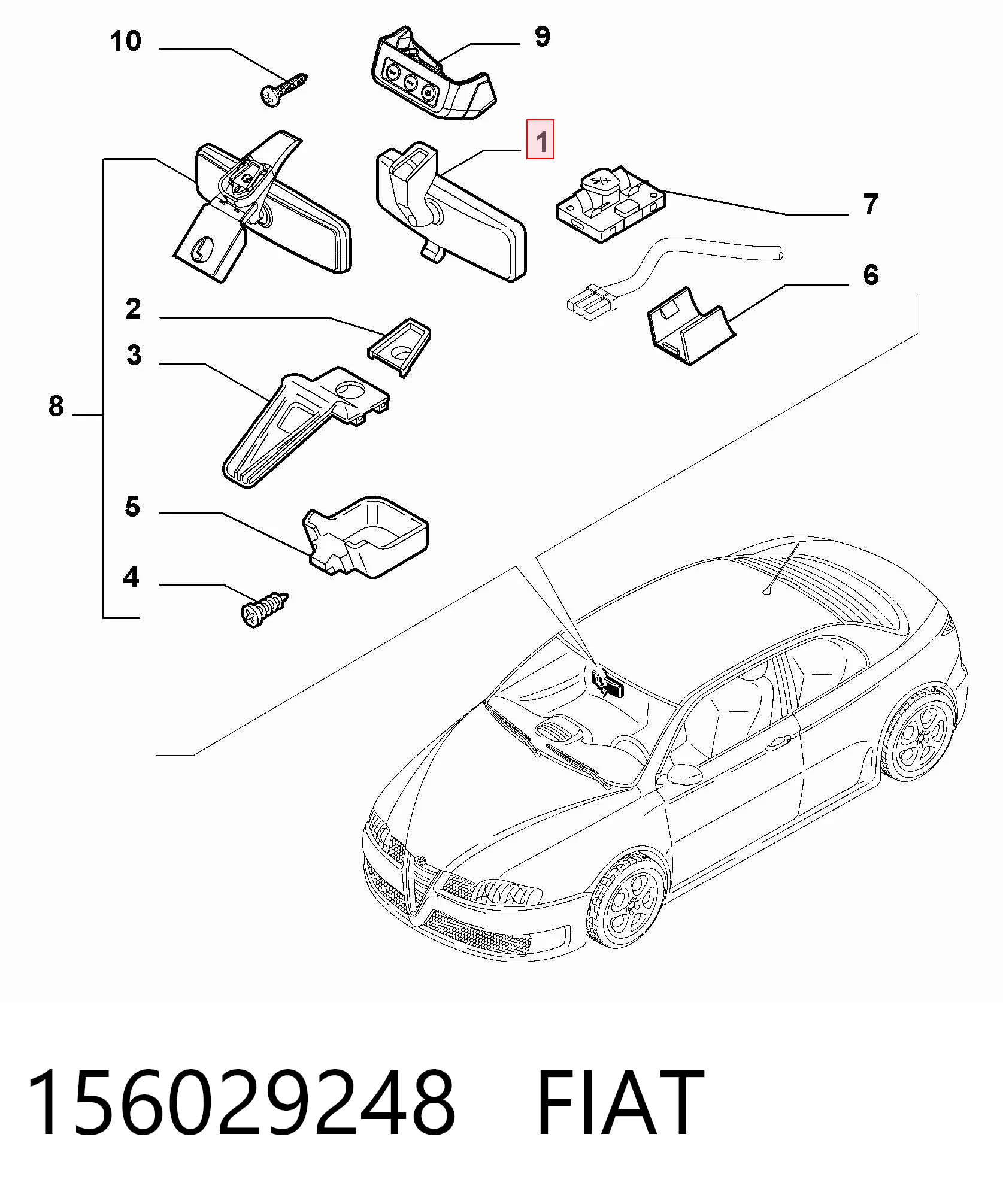 Espejo interior Alfa Romeo 147 hatchback (937) (2001 - 2010) precio, desde 45,01 EUR