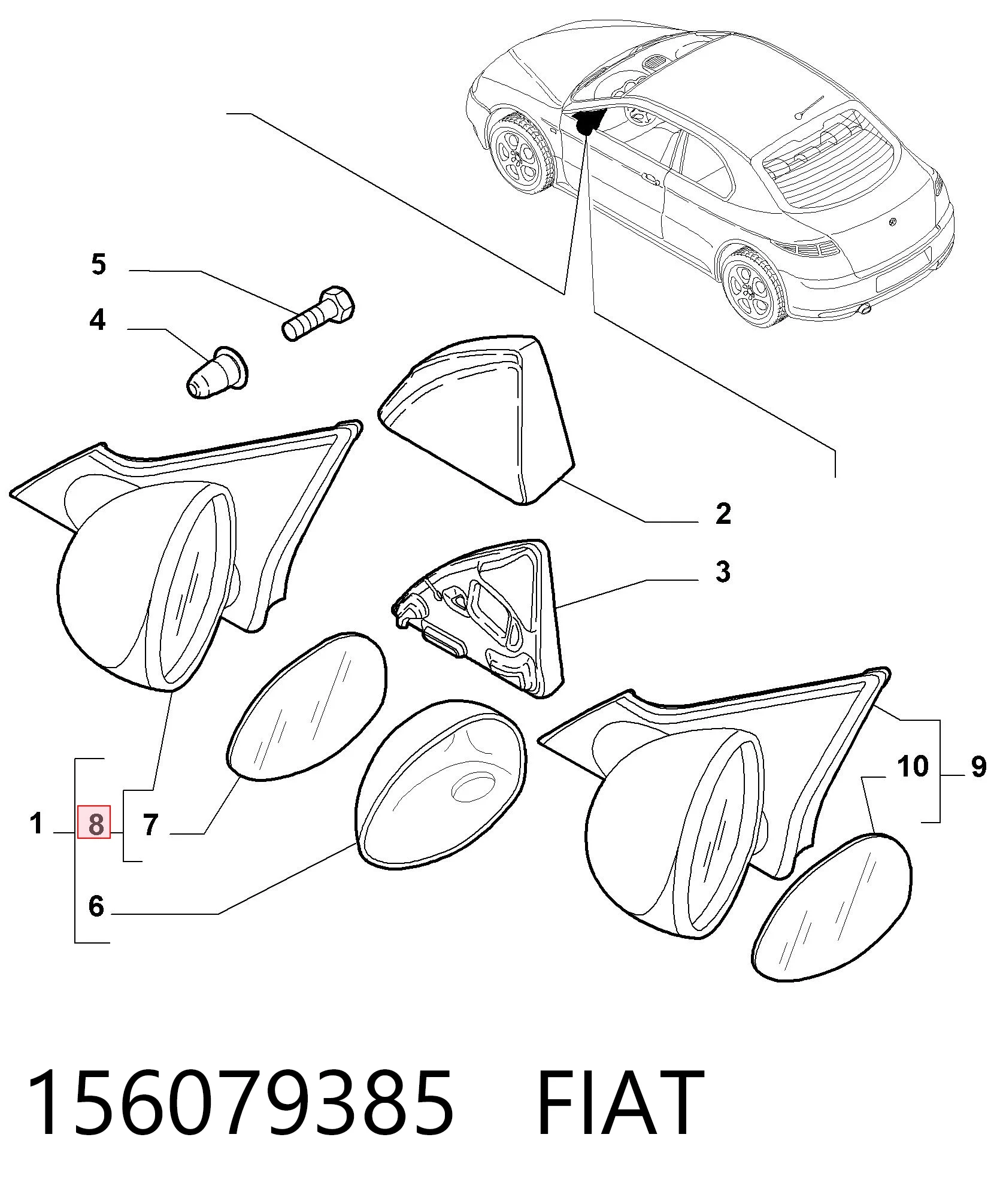 Espejo retrovisor izquierdo para Alfa Romeo GT  937