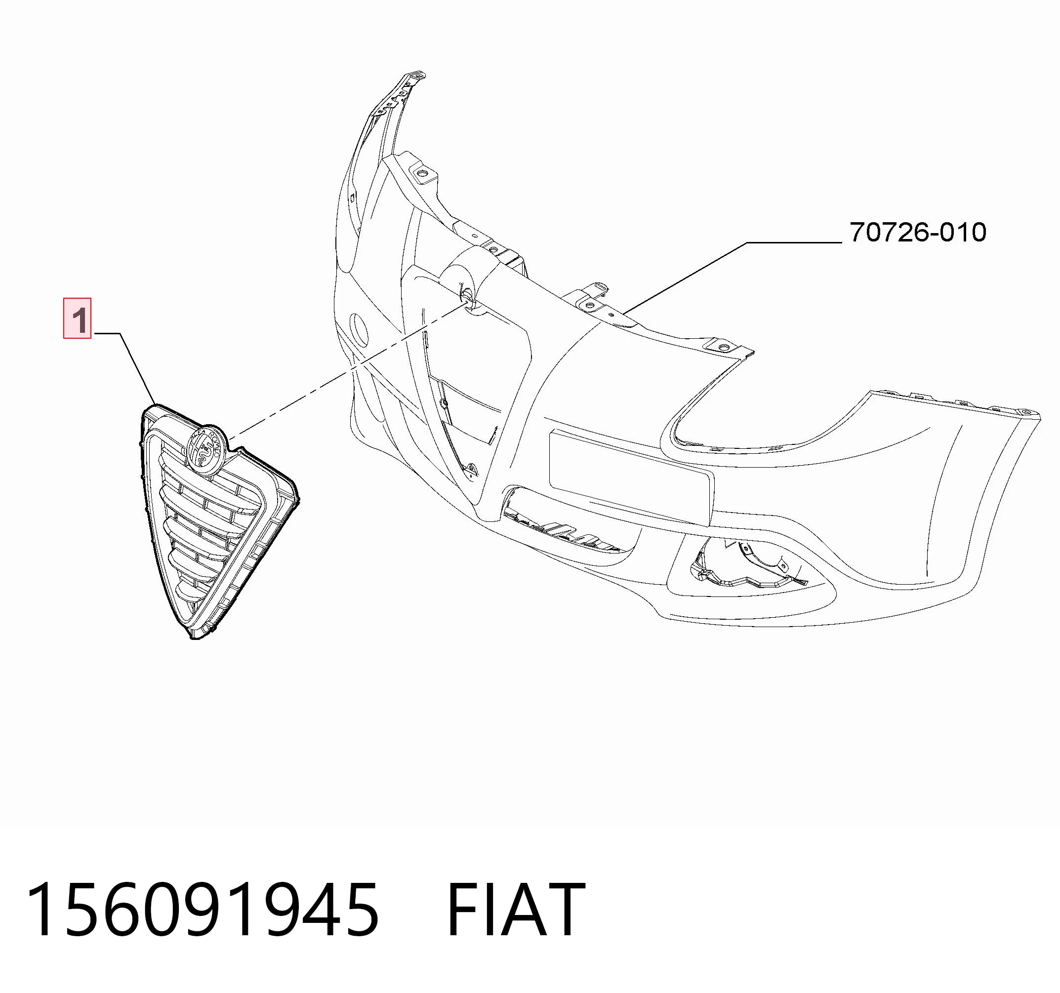 Parrilla del radiador 156091945 FIAT