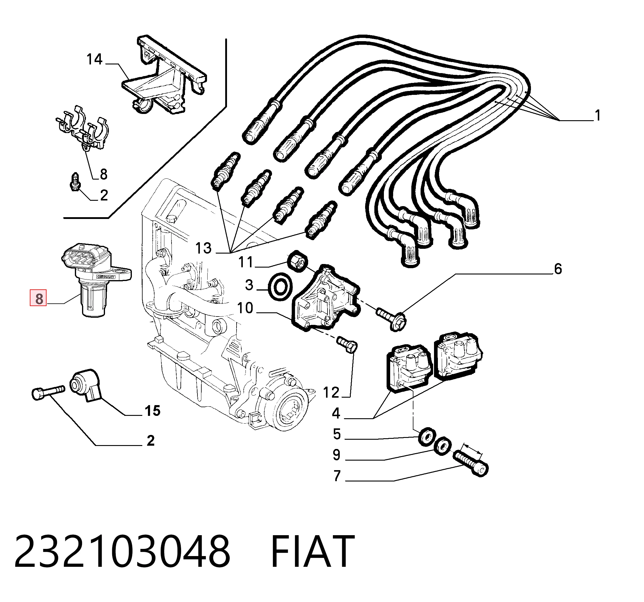 232103048 Fiat/Alfa/Lancia Sensor posición arbol de levas