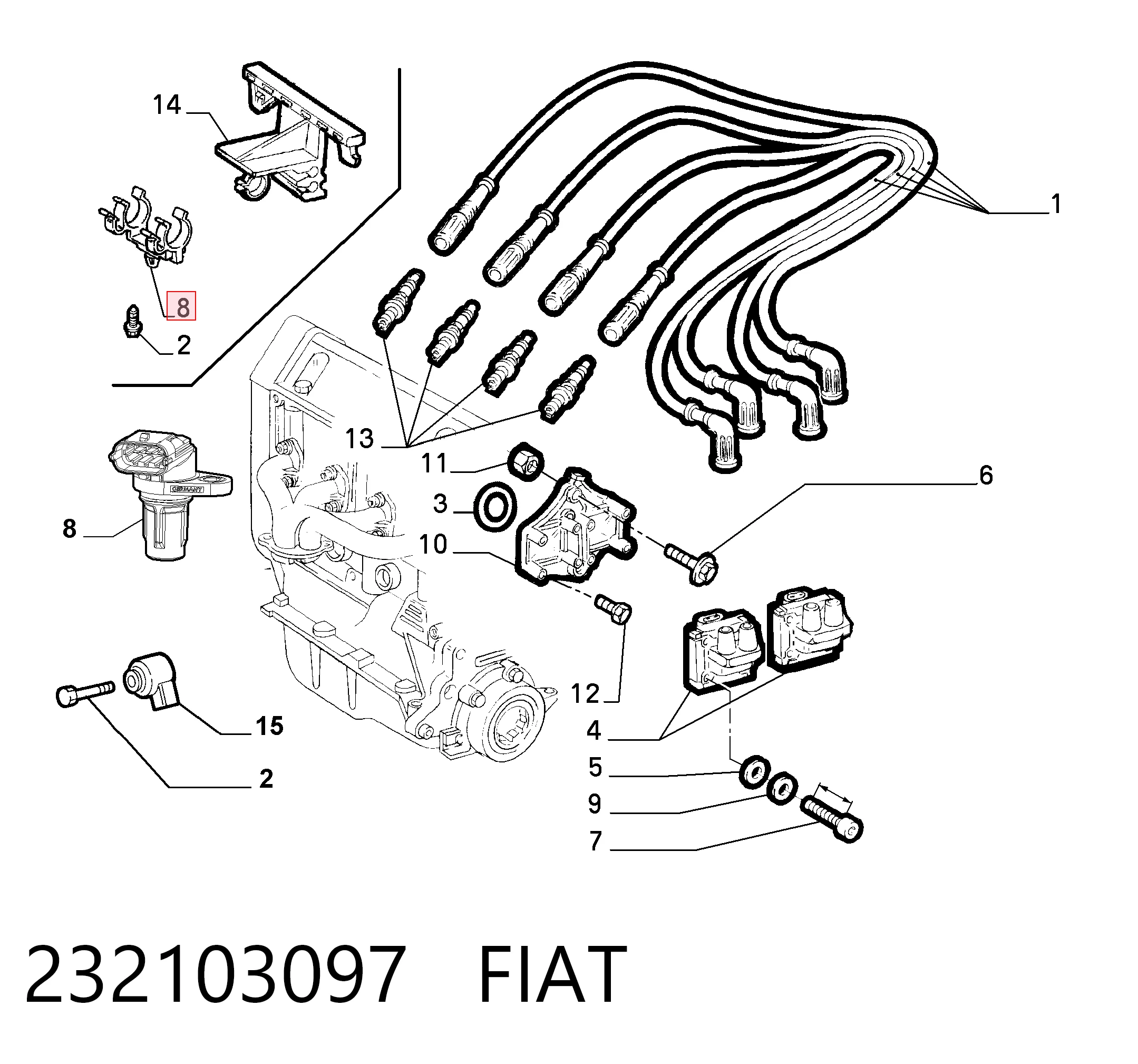 232103097 Fiat/Alfa/Lancia Sensor posición arbol de levas