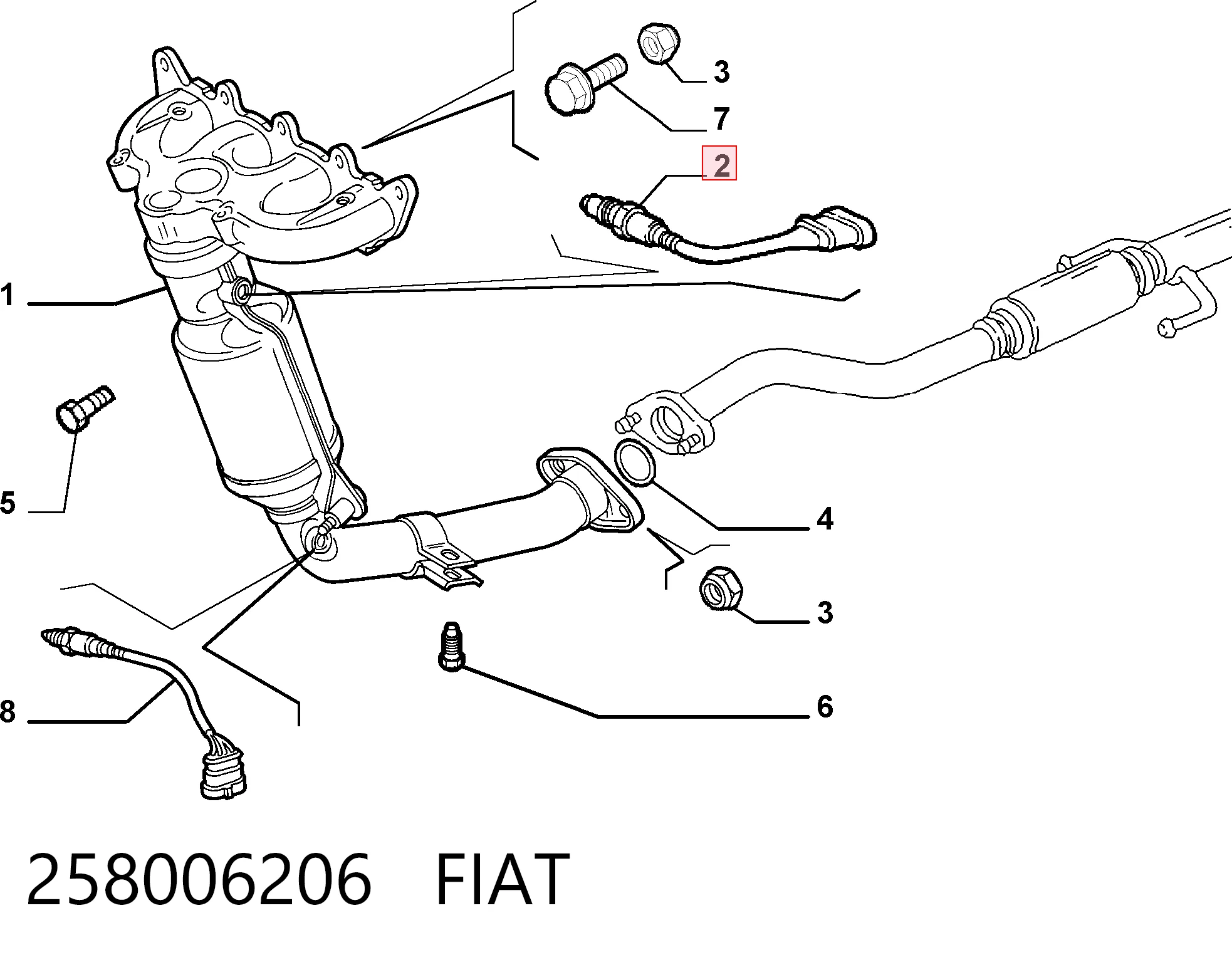 258006206 Fiat/Alfa/Lancia Sonda lambda (NOx, O2)