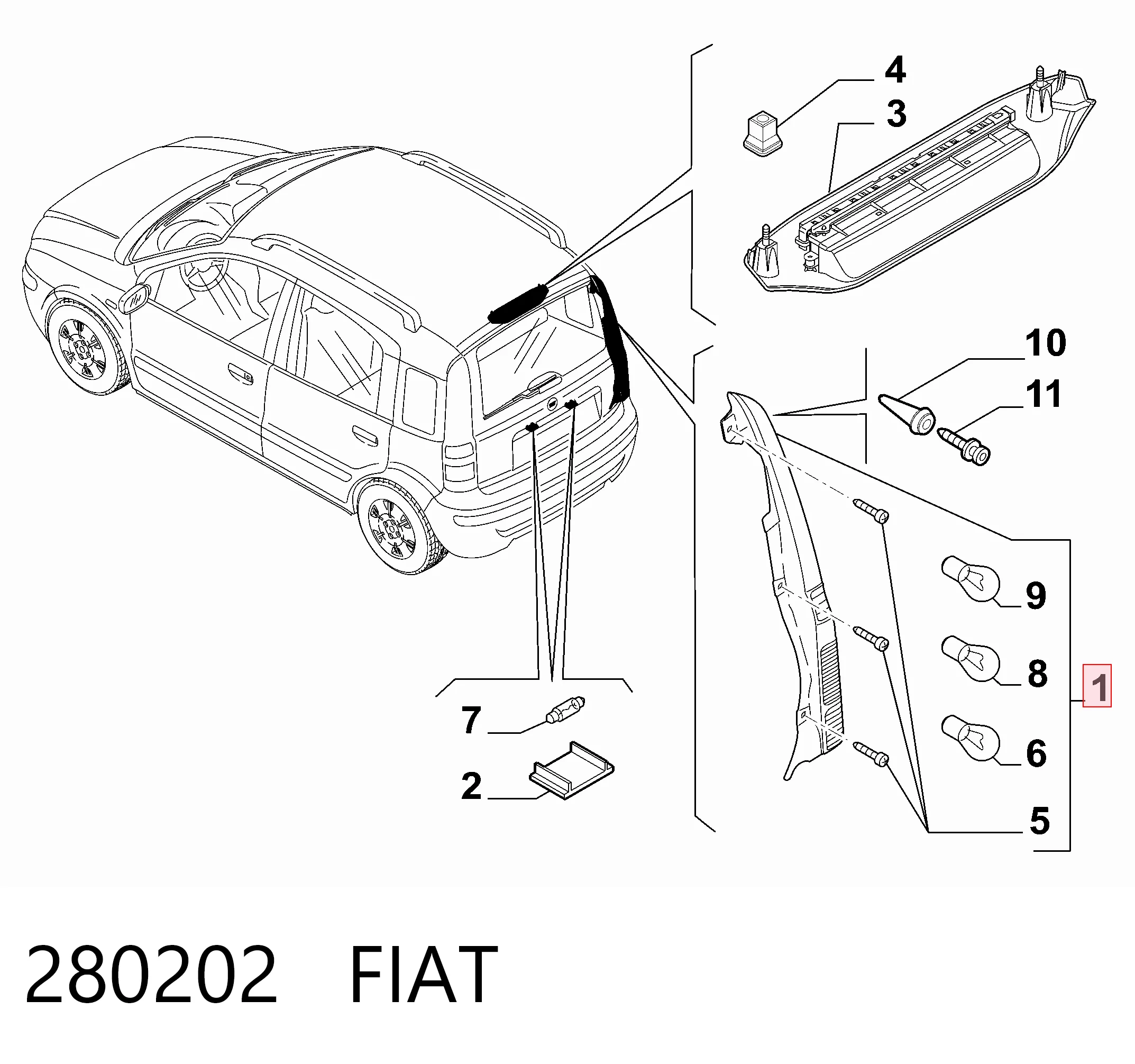  Piloto trasero derecho Fiat Panda 2