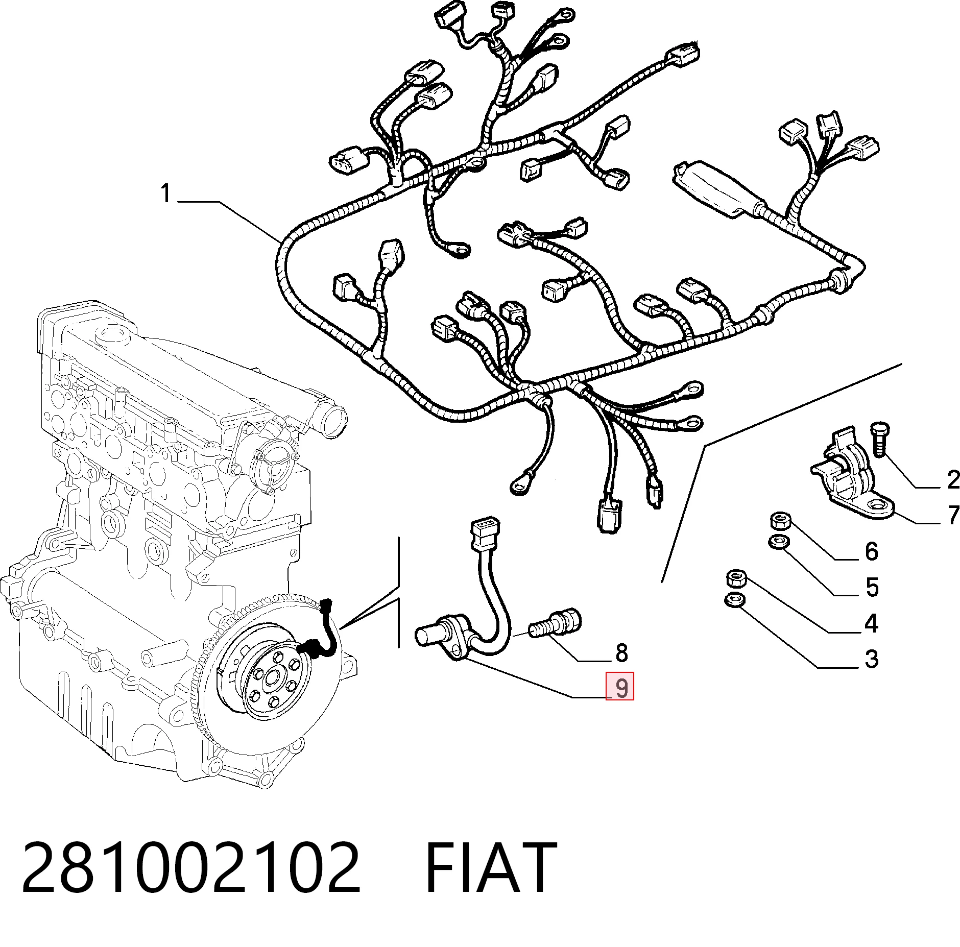 281002102 Fiat/Alfa/Lancia Sensor de posición del cigüeñal