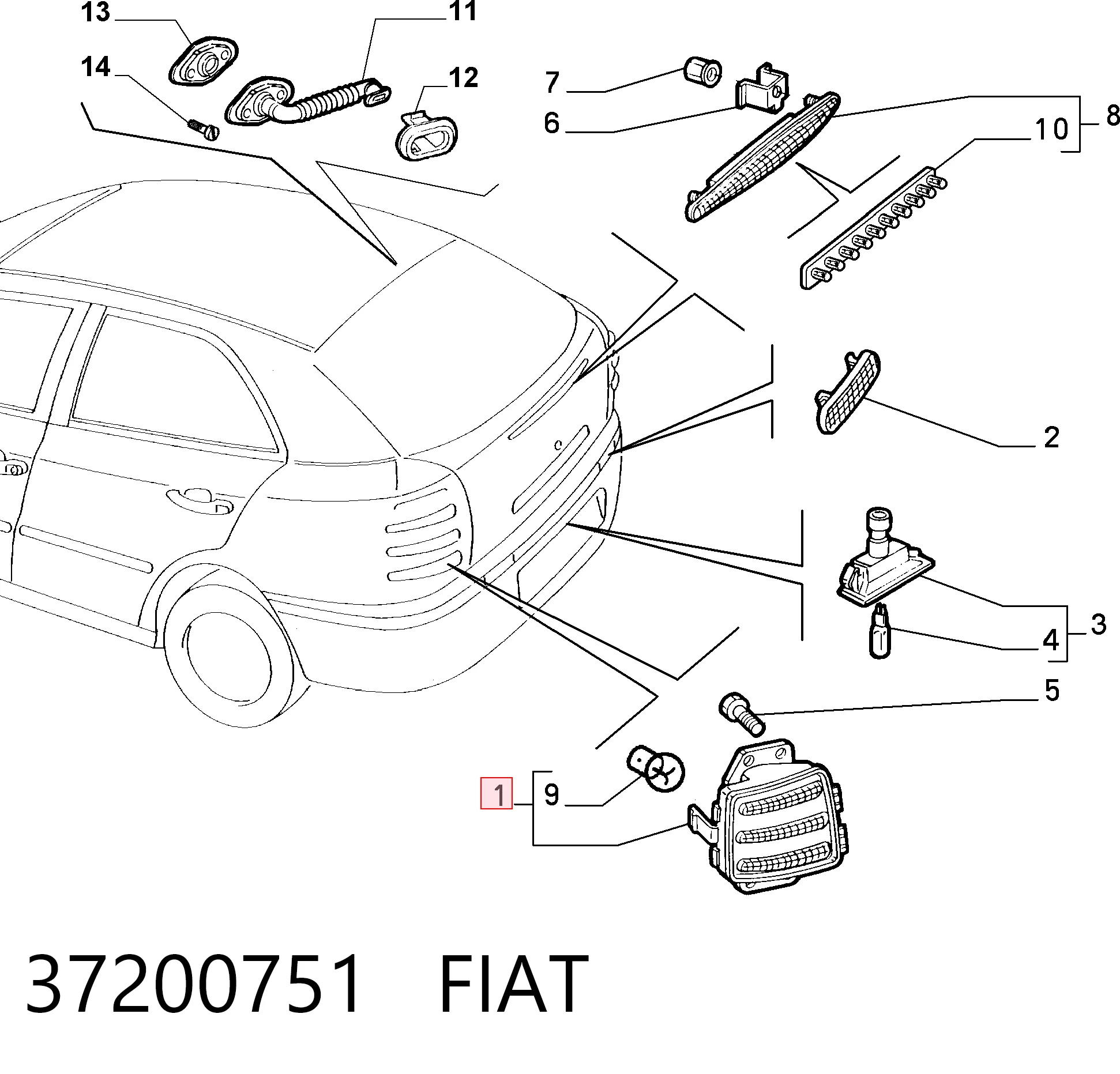Piloto trasero derecho Fiat Brava hatchback (182) (1995 - 2001) precio, desde 43,56 EUR