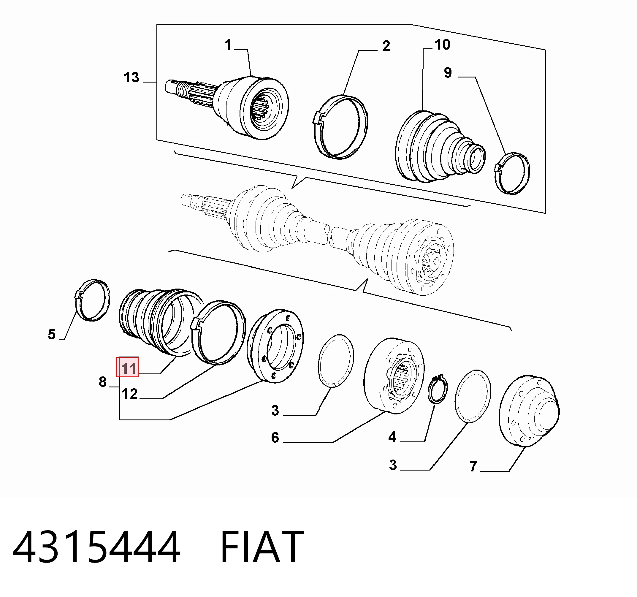 Fuelle, semieje delantero interior Alfa Romeo 147 (937)