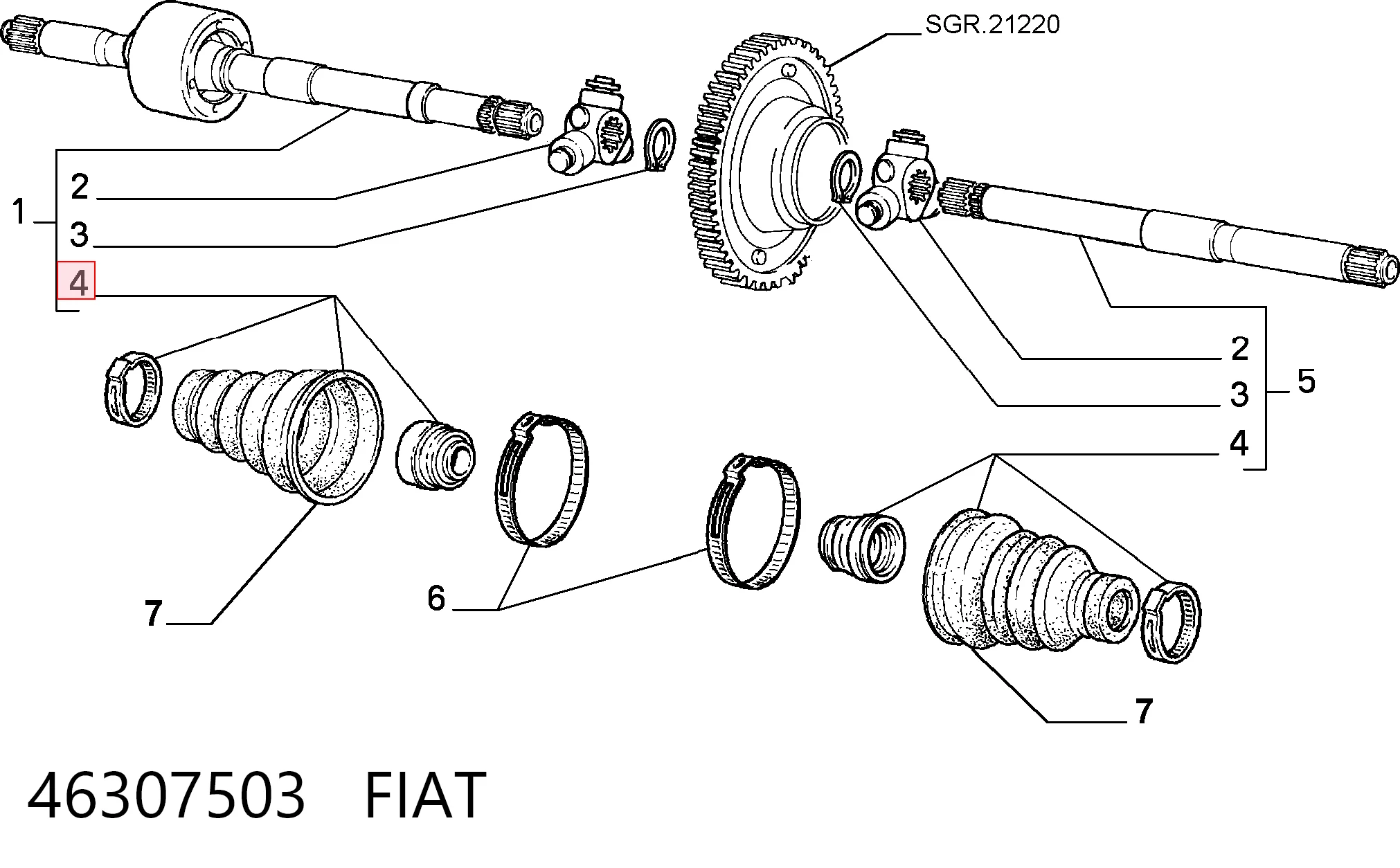 Fuelle, semieje delantero interior Fiat Fiorino  (146 Uno)