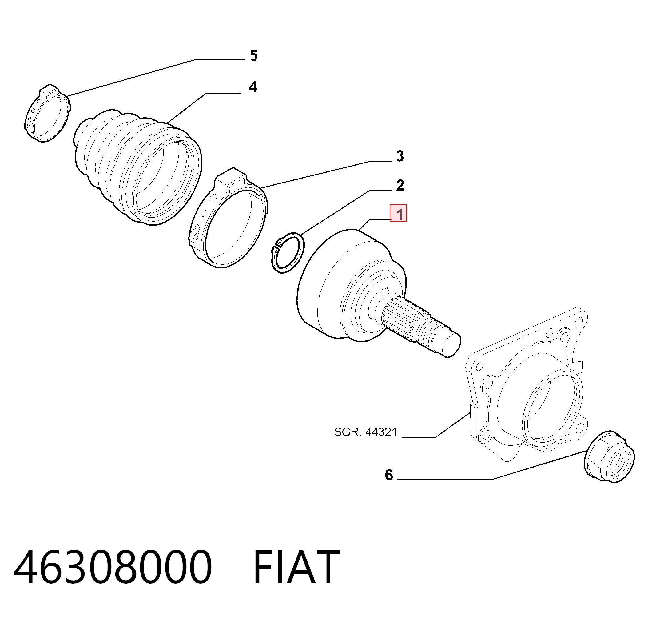 Junta homocinética exterior delantera 46308000 FIAT
