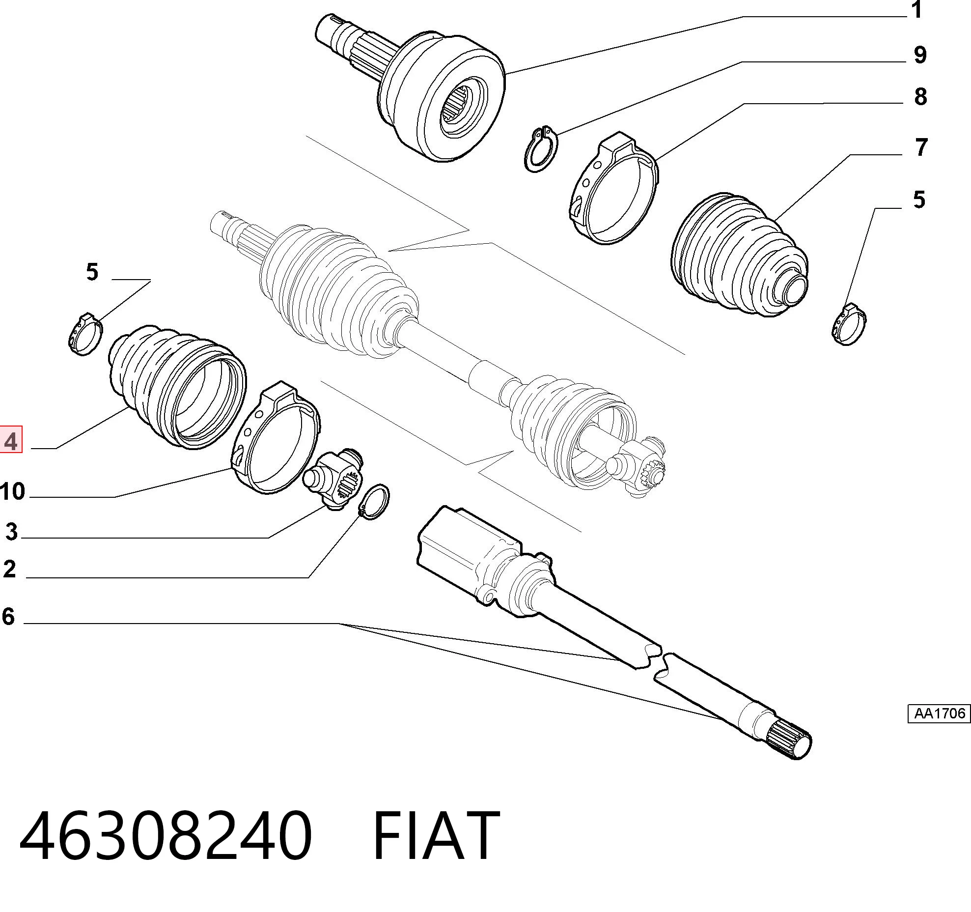 Precio del repuesto Fuelle, semieje delantero interior Giulietta  hatchback