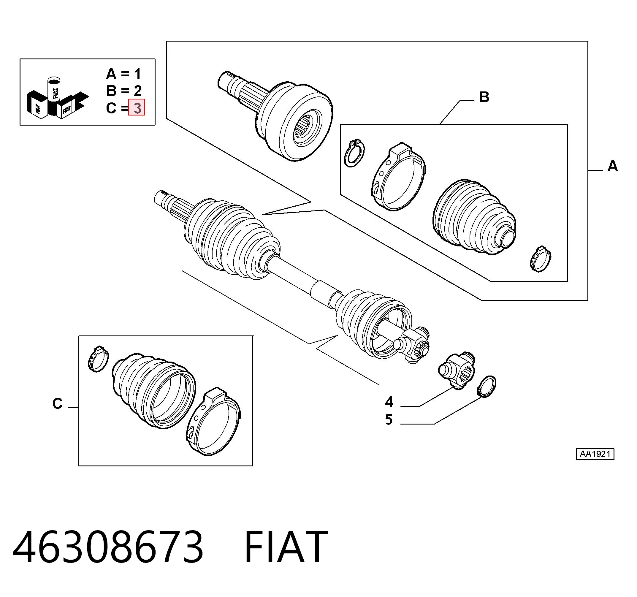 Fuelle, semieje delantero interior para Fiat Qubo  (225)