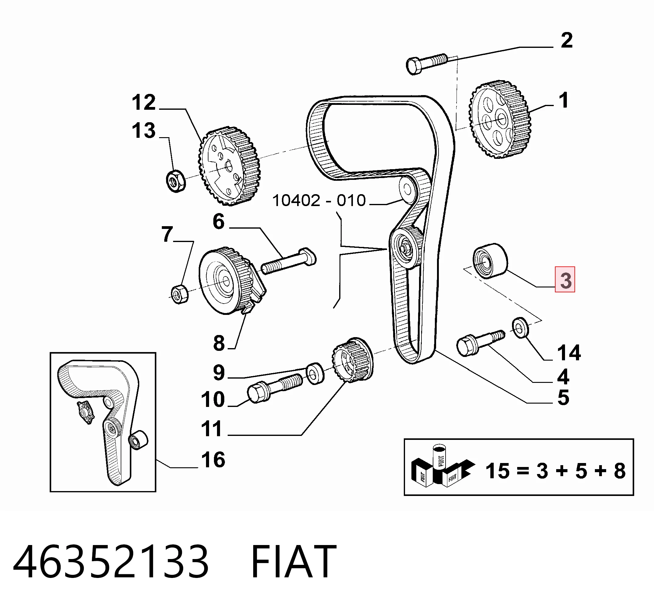 Rodillo intermedio de correa dentada 156  familiar (2000-2006) original desde 17,06 €