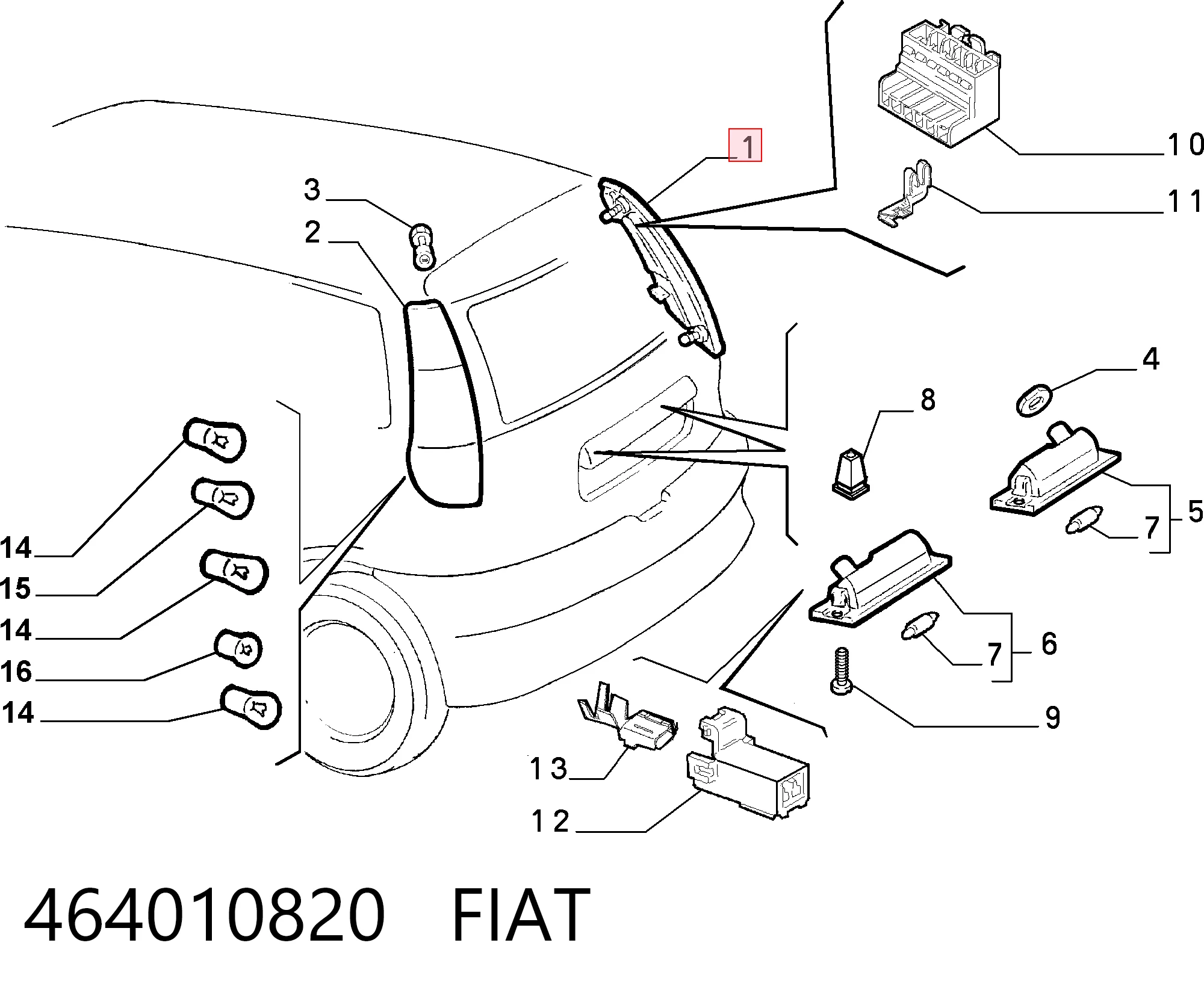 Piloto trasero derecho Fiat Punto I hatchback (176) (1993 - 1999) precio, desde 43,56 EUR