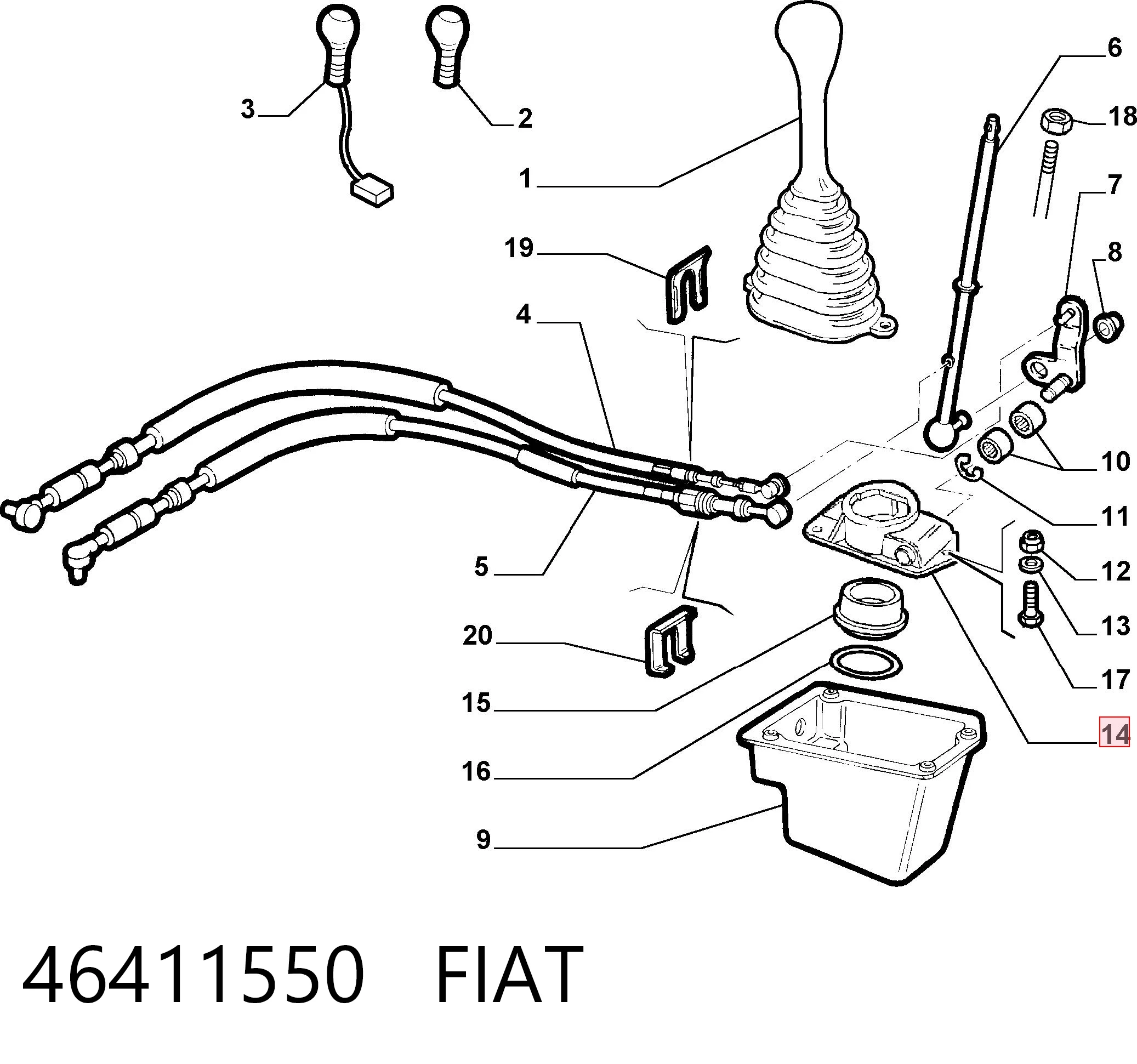 46411550 Fiat/Alfa/Lancia Juego de reparación de la palanca selectora de cambios