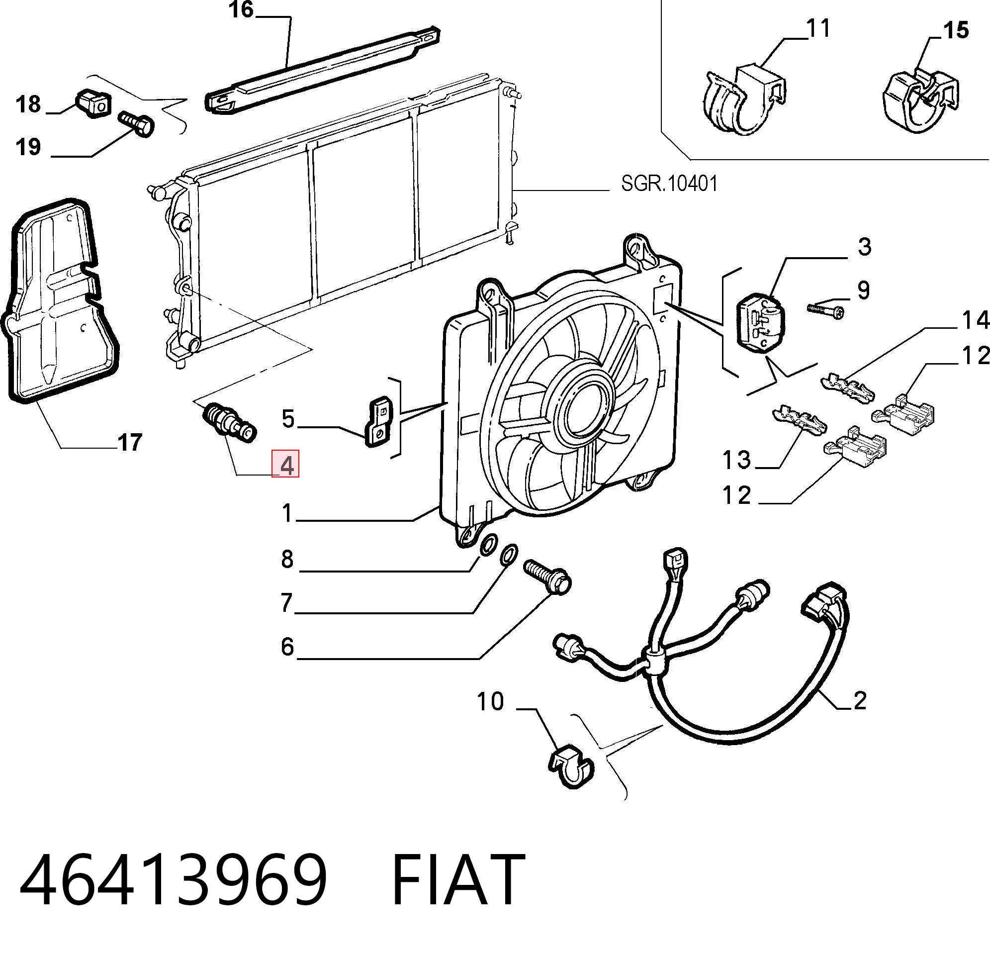 46413969 Fiat/Alfa/Lancia Interruptor térmico