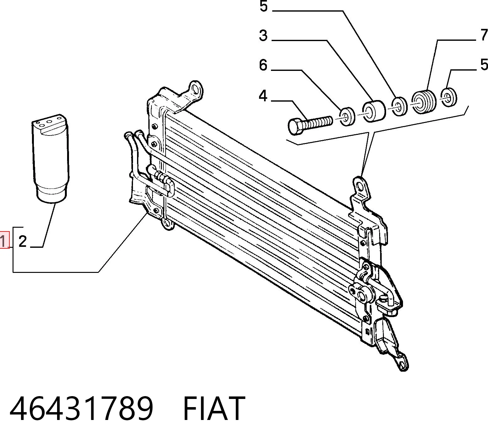 Condensador aire acondicionado para Fiat Punto 176L