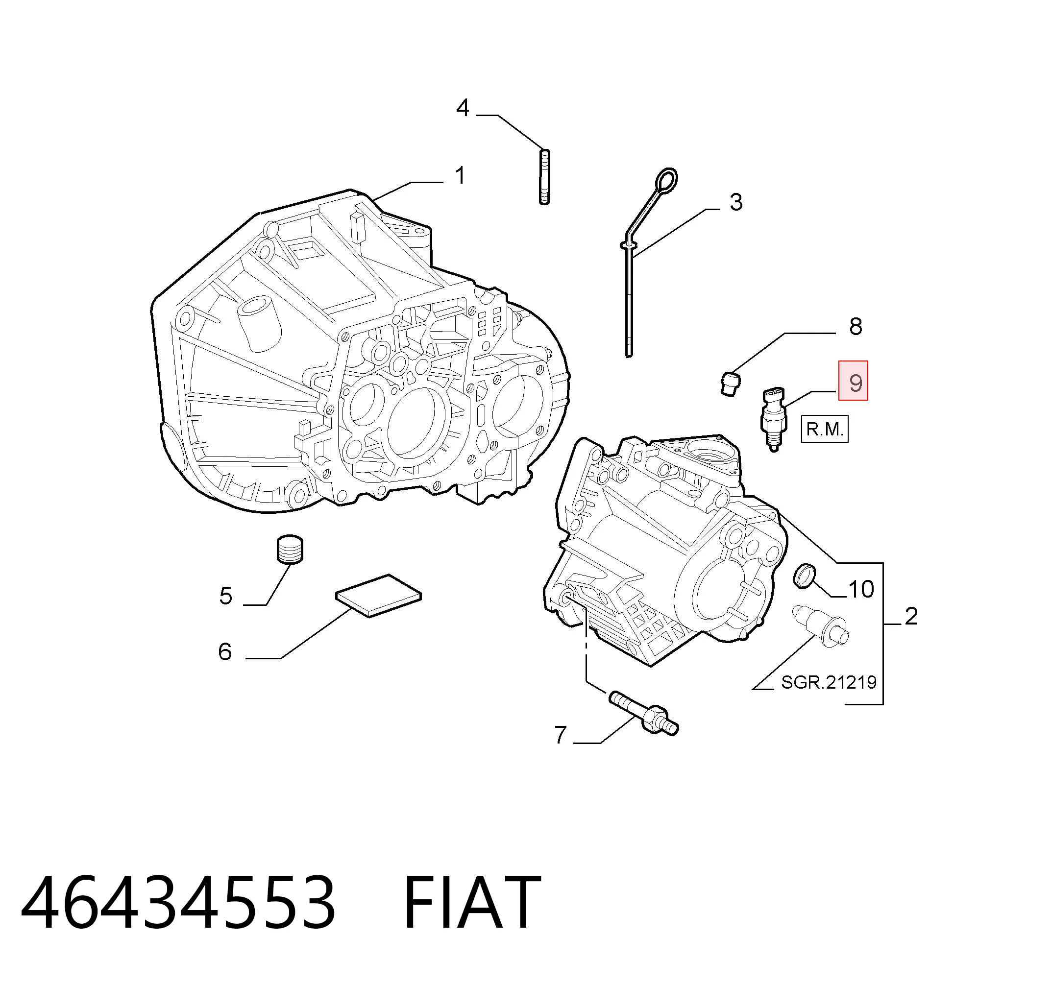 46434553 Fiat/Alfa/Lancia Interruptor de marcha atras