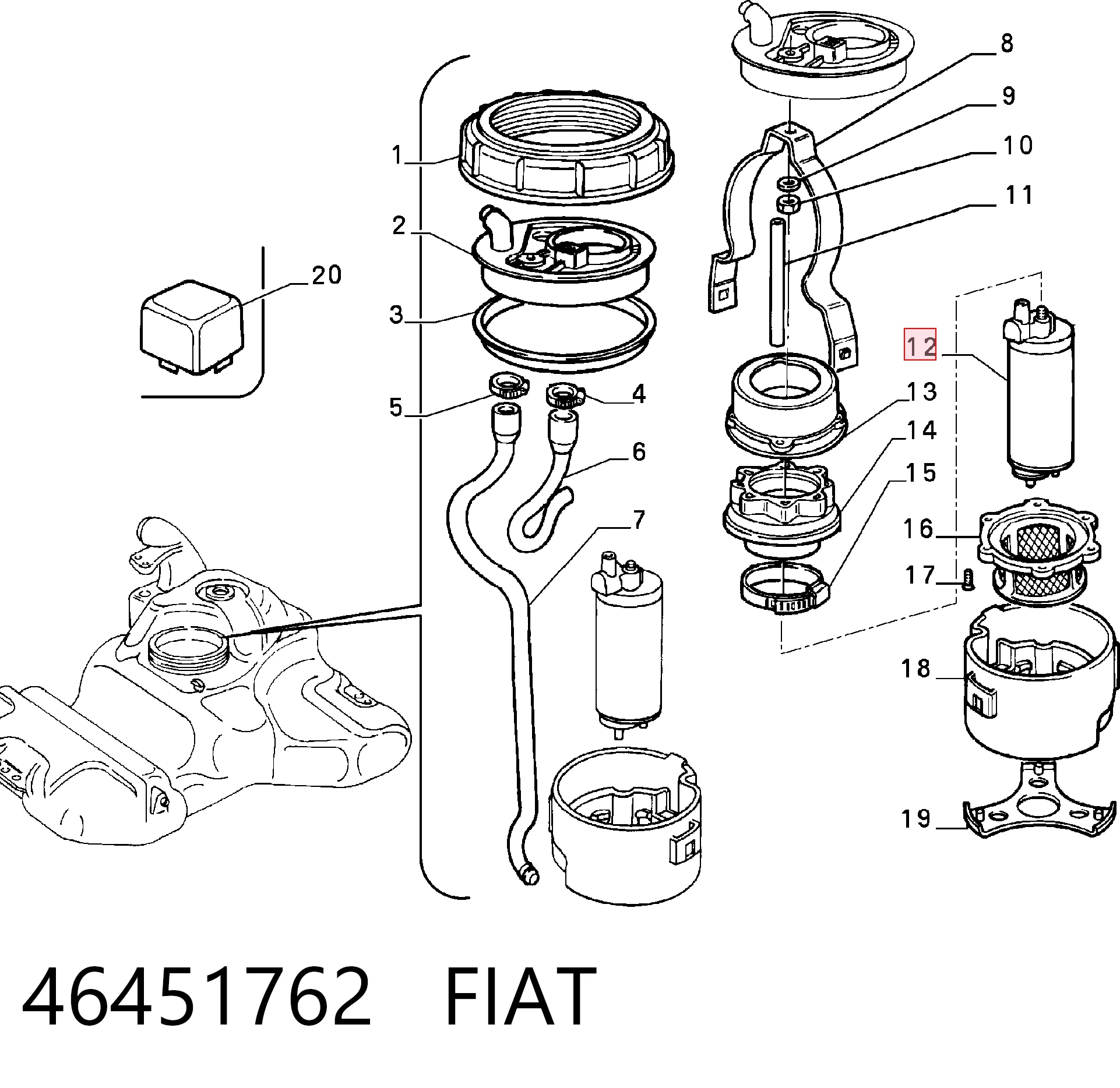 Módulo de alimentación de combustible para Fiat Uno  146A