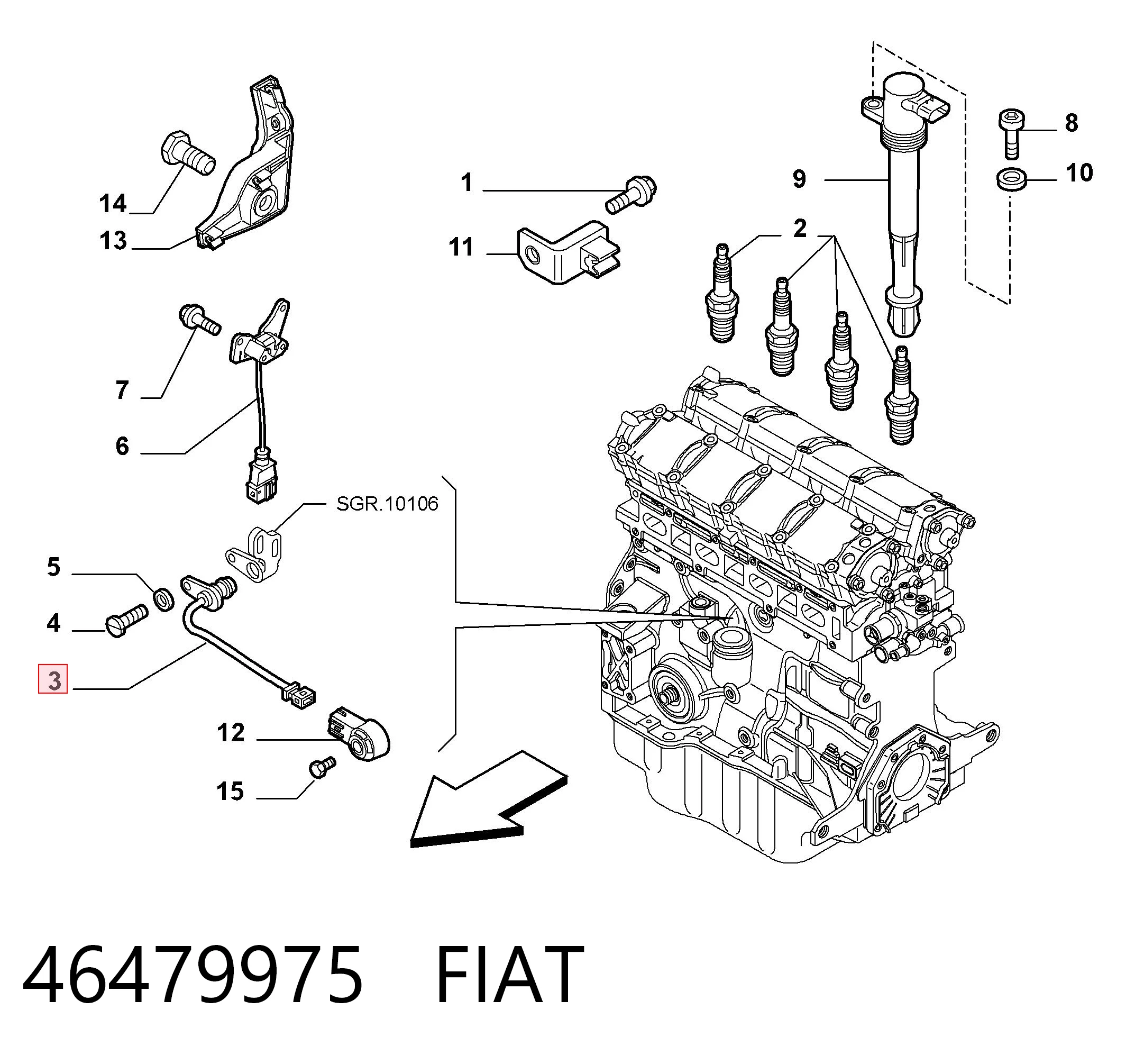 46479975 Fiat/Alfa/Lancia Sensor de posición del cigüeñal