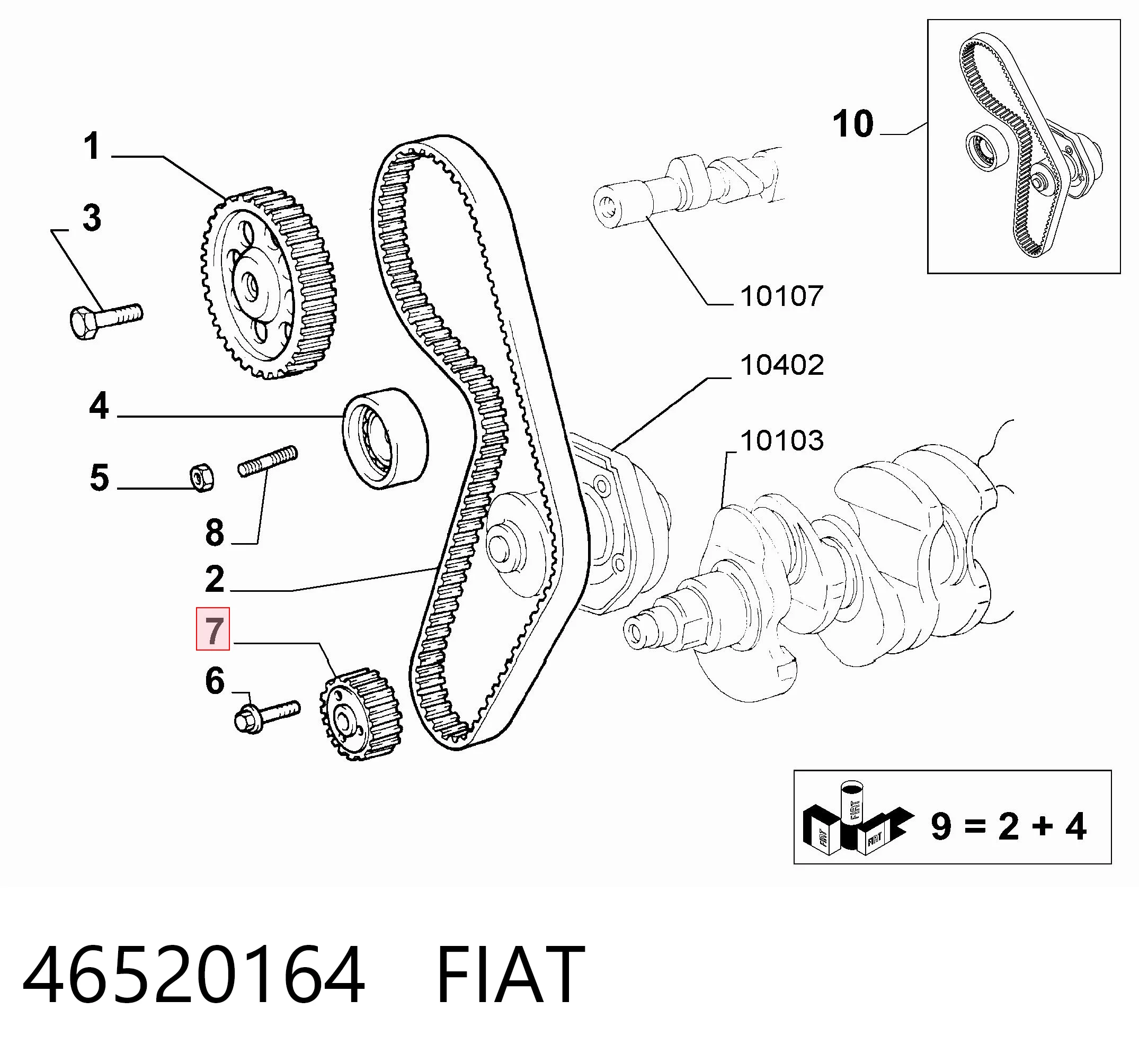 Piñón del cigüeñal 46520164 FIAT